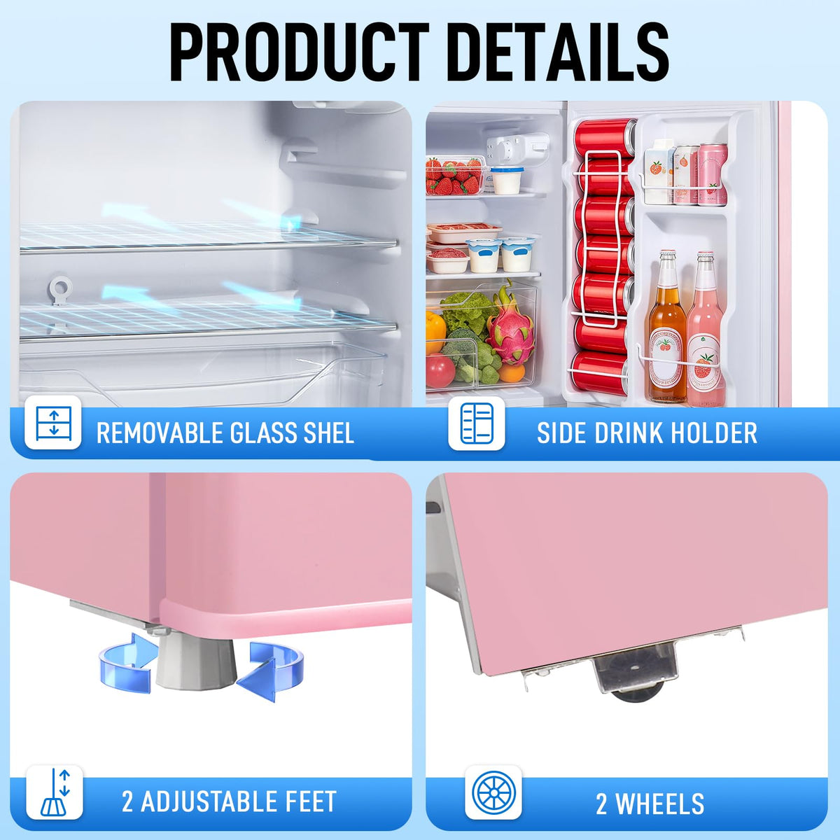 Mini Fridge with Freezer, 3.5 cubic feet 2- Doors Small Refrigerator Features 7 Gear Mechanical Control, Side Bottle Rack, Ideal for Dorm, Kitchen, Apartment, Office, Silver