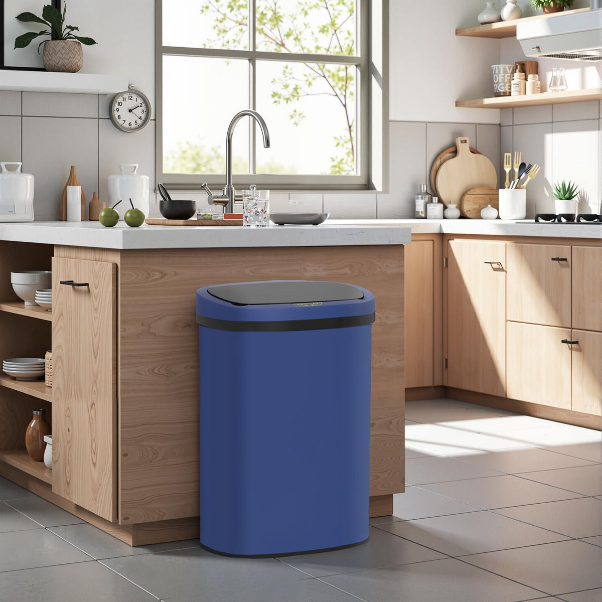 BestOffice | 13 Gallon Stainless Steel Trash Can with Lid | Steel