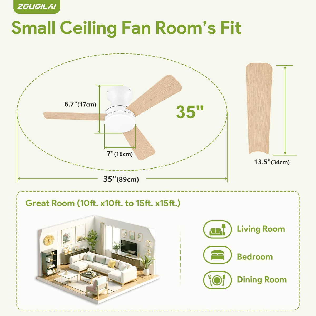 42'' Black Low Profile Ceiling Fans with Lights and Remote Control
