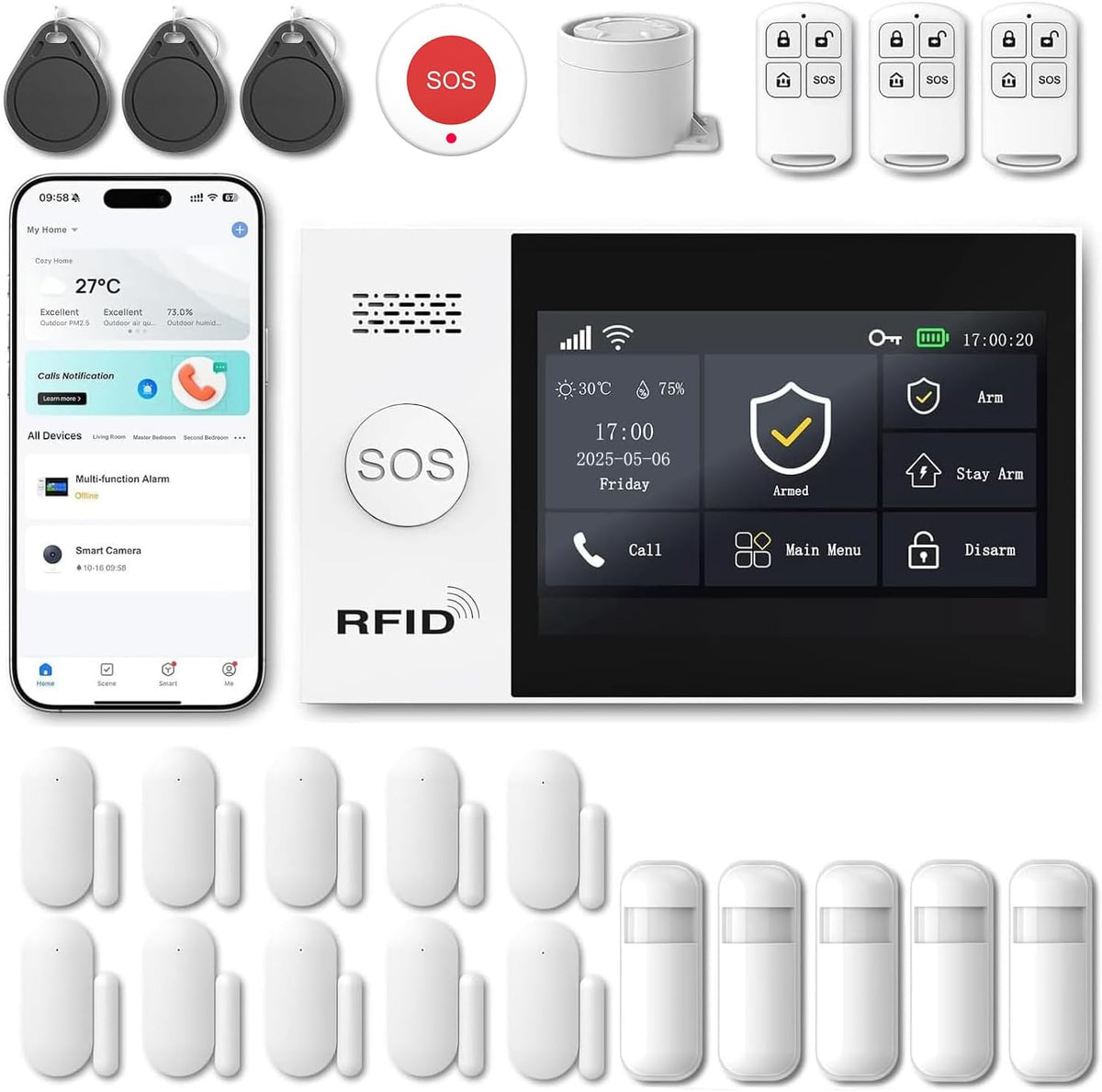 WiFi Wireless Alarm System for Home Security - 24/7 Protection Smart Device