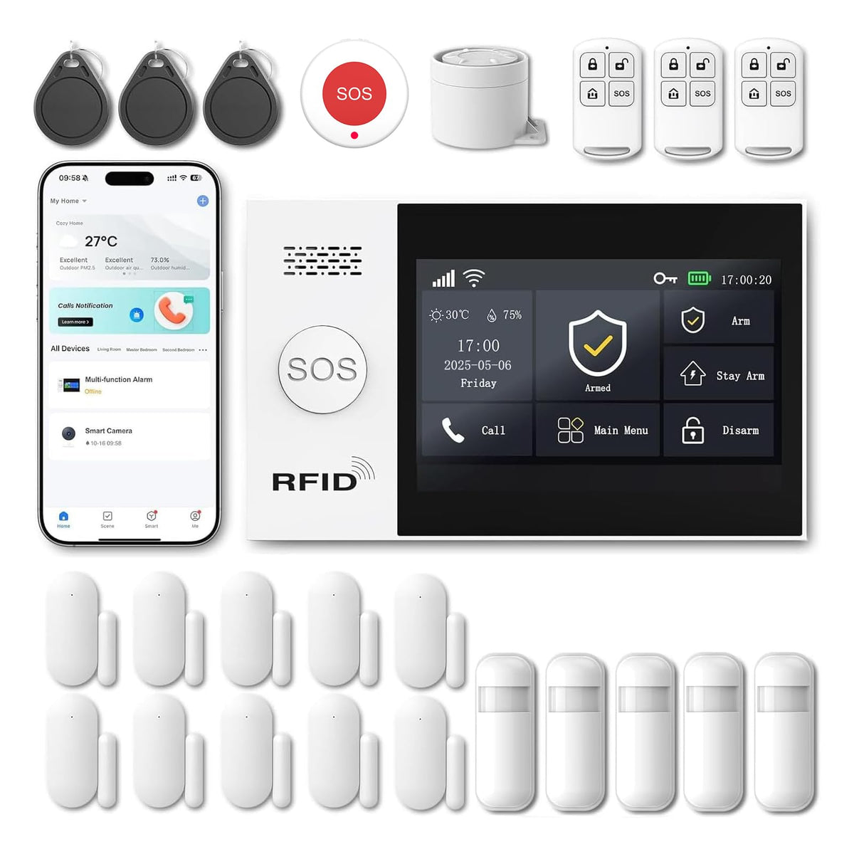 WiFi Wireless Alarm System for Home Security - 24/7 Protection Smart Device