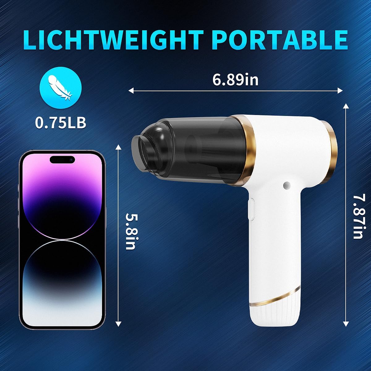 DUCK PATO Handheld Vacuum Cleaner with 15000PA Powerful Suction Force, Wireless Vacuum Cleaner, Portable Vehicle-Mounted Vacuum Cleaner, Suitable for Home and car, Black