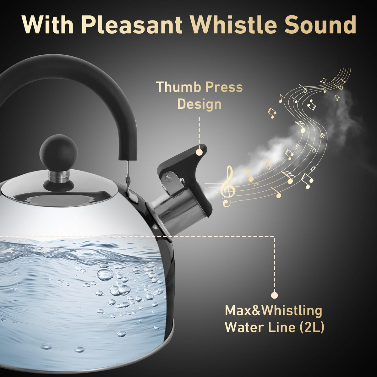 Lily's Home 2 Quart Stainless Steel Whistling Tea Kettle, the Perfect Stovetop Tea and Water Boilers for Your Home, Dorm, Condo or Apartment. (Blue)