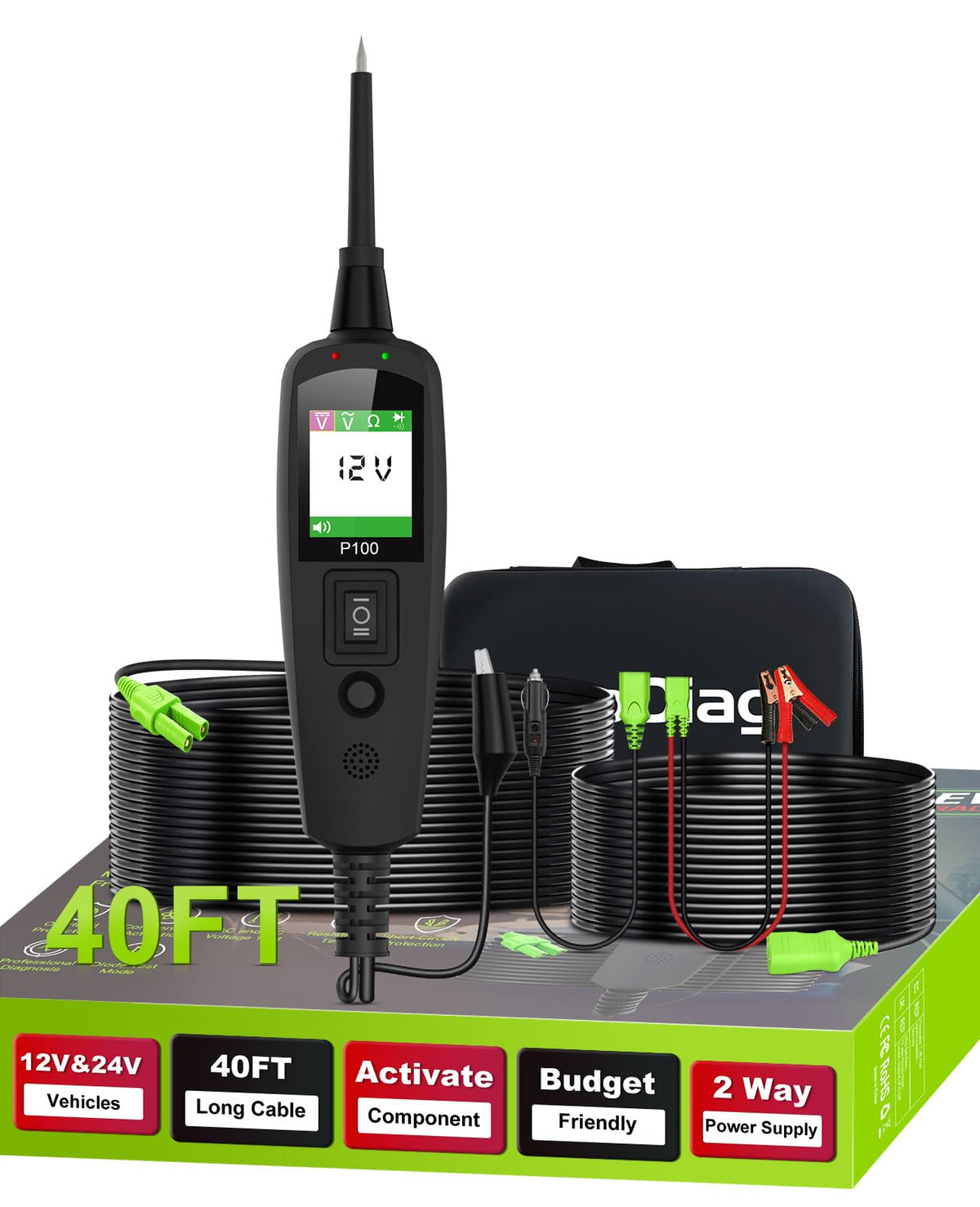12V Test Light Automotive, Power Circuit Probe Kit, Car Fuse Tester, P60