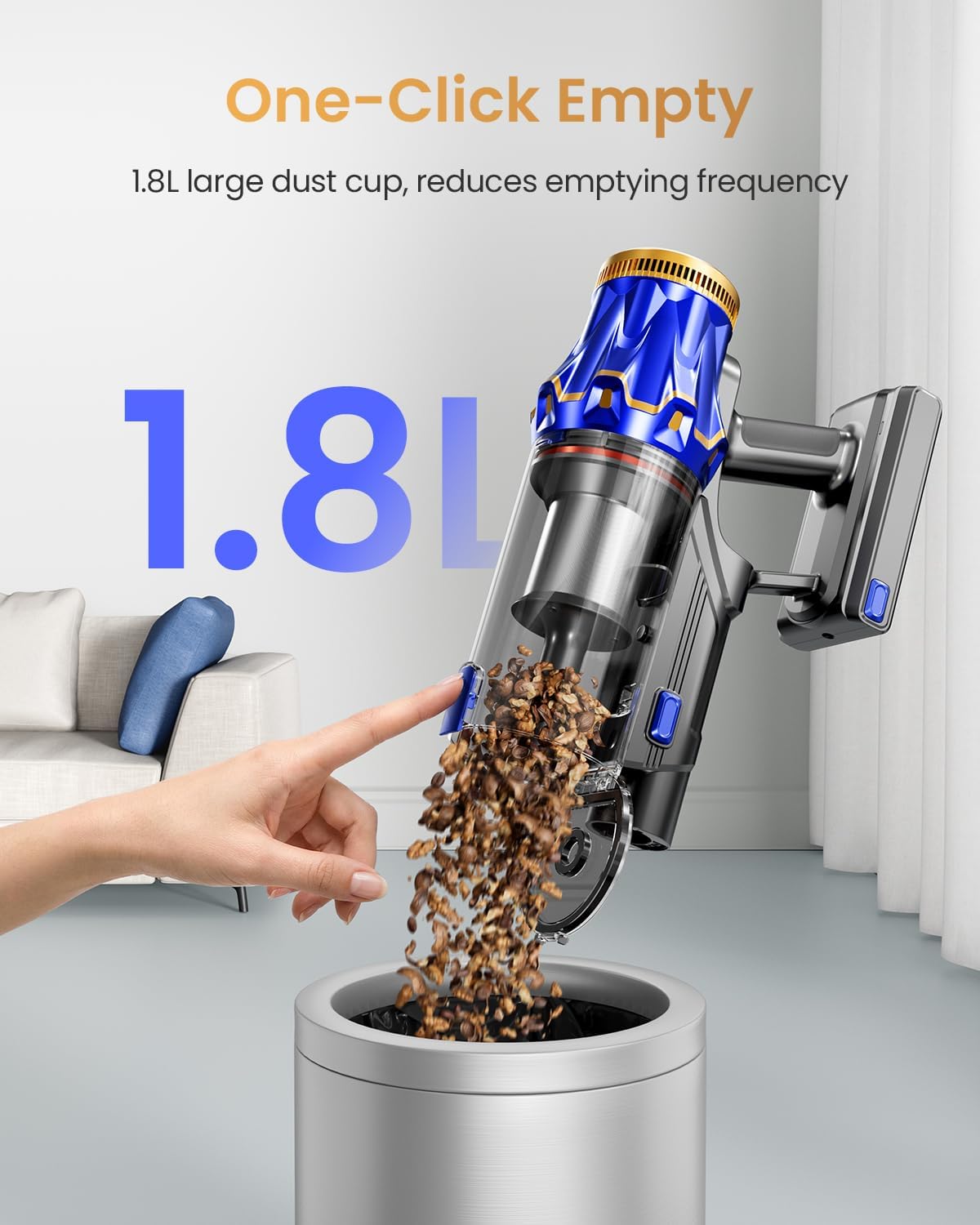 Cordless Vacuum Cleaner, Upgraded 650W 60KPA 70Mins Vacuum Cleaners for Home with Self-Standing Vacuum Cleaner Stick, Anti-tangle Wireless Vacuum, OLED Screen 1.8L Cup for Pet Hair/Carpets/All Floor