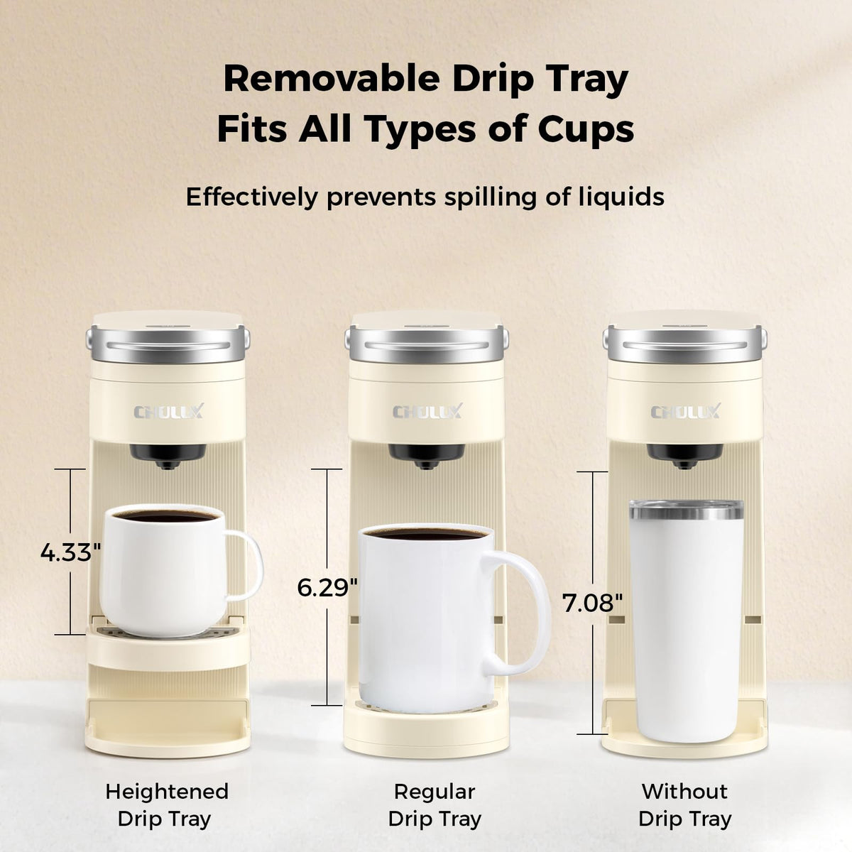CHULUX Slim Single Serve Coffee Maker for K Cup, One Cup Design, Matte Navy