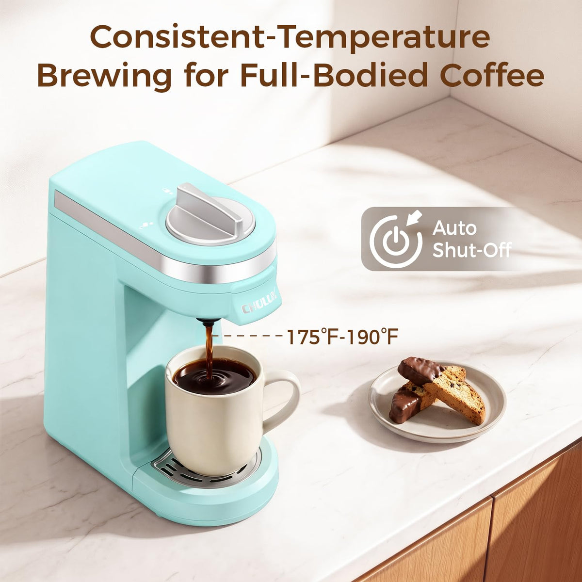 CHULUX Single Serve Coffee Maker for K Cup Pod, Fast-Heating System, Black