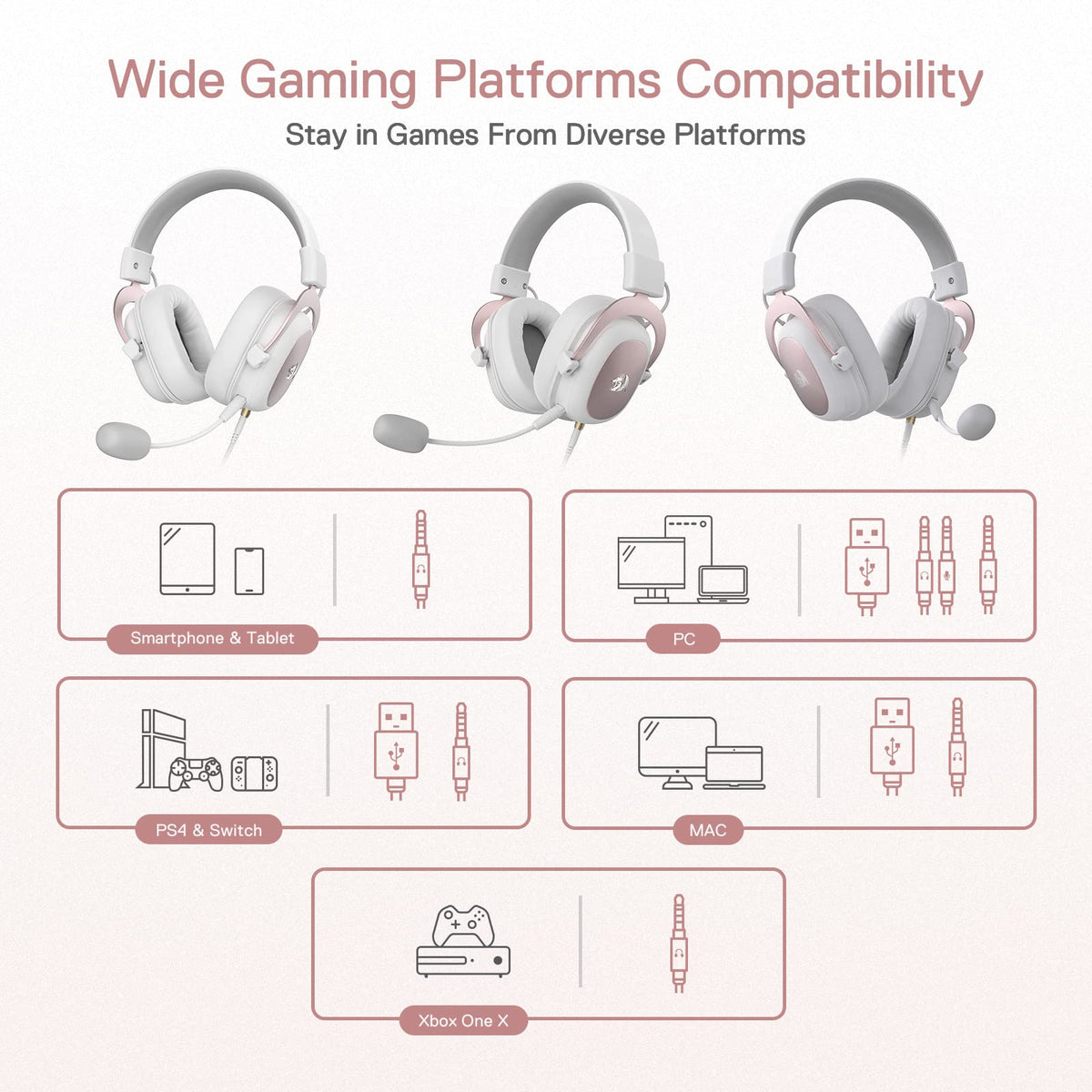 Redragon H510 Zeus Wired Gaming Headset - 7.1 Surround Sound - Memory Foam Ear Pads - 53MM Drivers - Detachable Microphone, Works for Multi-Platforms PC, PS4/3 & Xbox One/Series X, NS