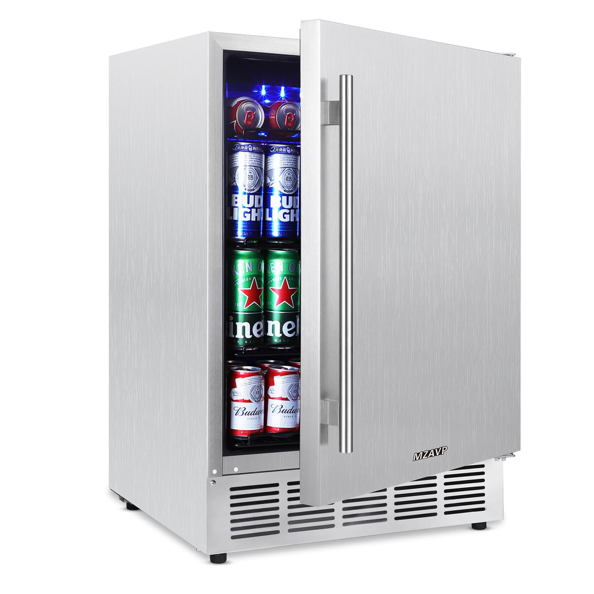 Beverage Refrigerator Cooler, 120 Can Mini Beverage Fridge with Reversible Glass Door for Soda Beer, 3 Cu.Ft Drink Fridge with Digital Temperature Control & Adjustable Shelves - Silver