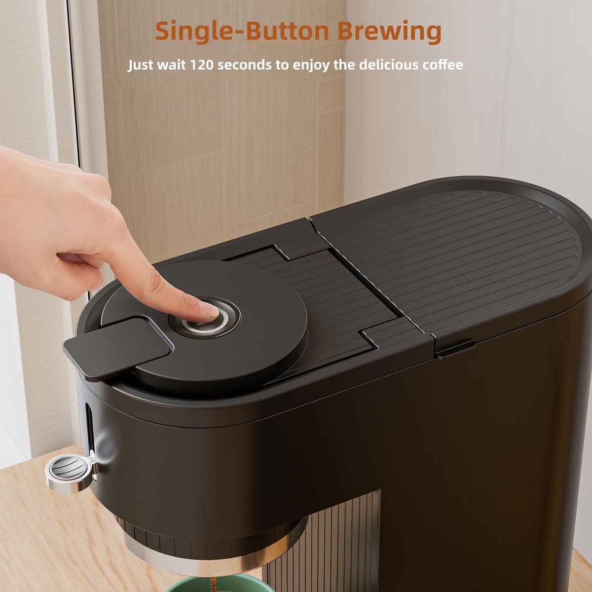 COWSAR Single Serve Coffee Maker, 2 in 1 Coffee Capsule & Ground Coffee Brewer, 40 Oz Removable Water Tank, 5 Brew Sizes 6-14 Oz, Self-cleaning Fast Heating Coffee Machine for Home Office