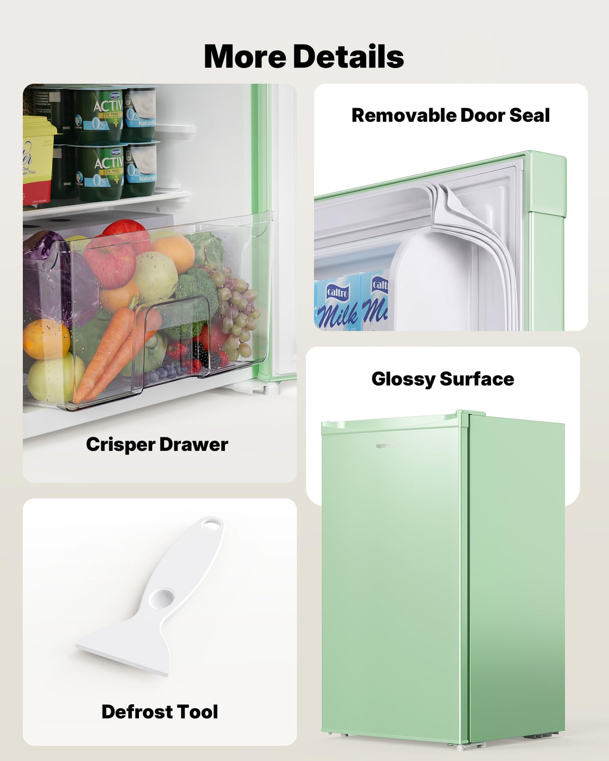 Upstreman 3.2 Cu.Ft Mini Fridge with Freezer, Black-BR321