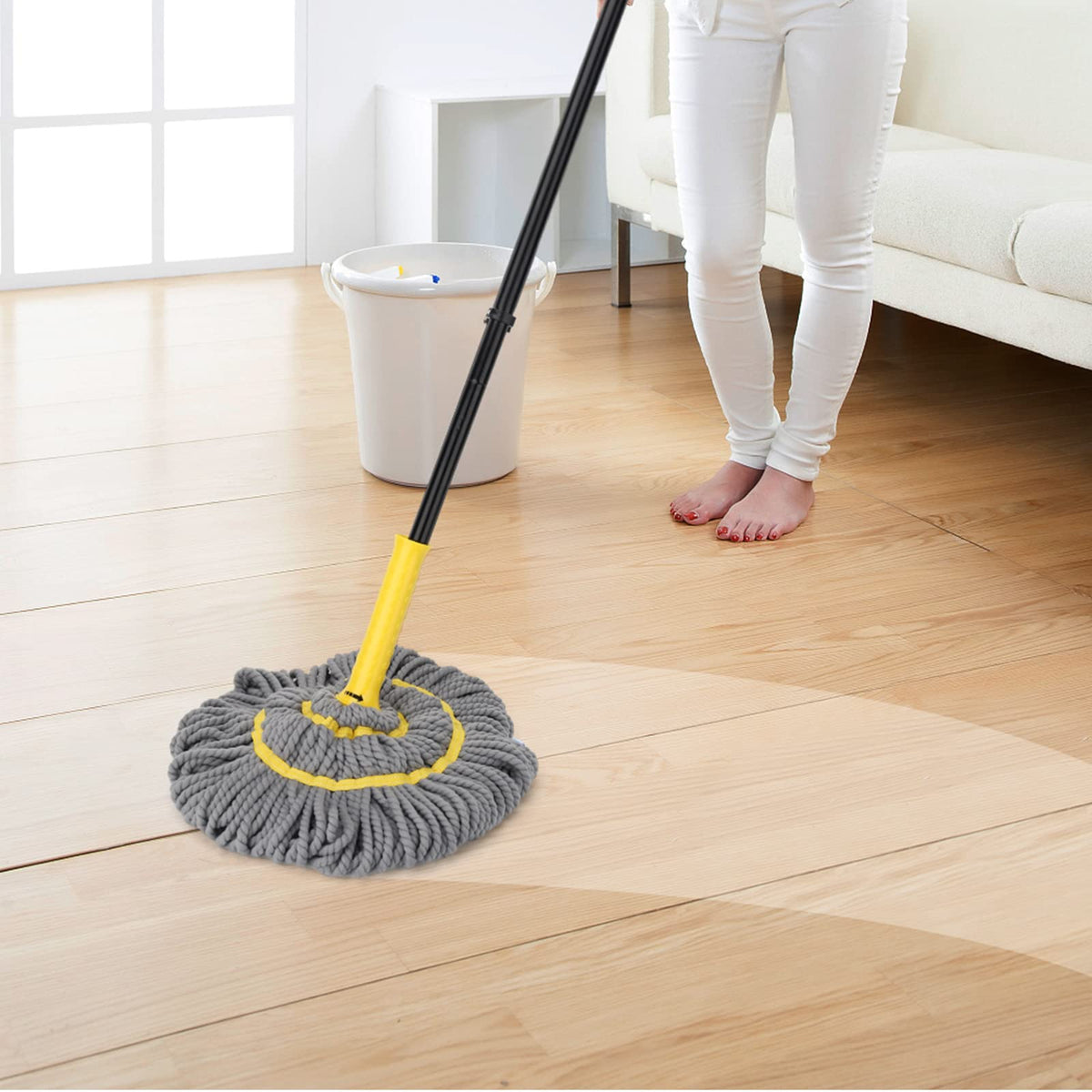 Self-Wringing Twist Mops for Floor Cleaning, Microfiber Floor mop with 57 " Long Handle, Easy Wringing Mop for Hardwood Commercial Household Clean