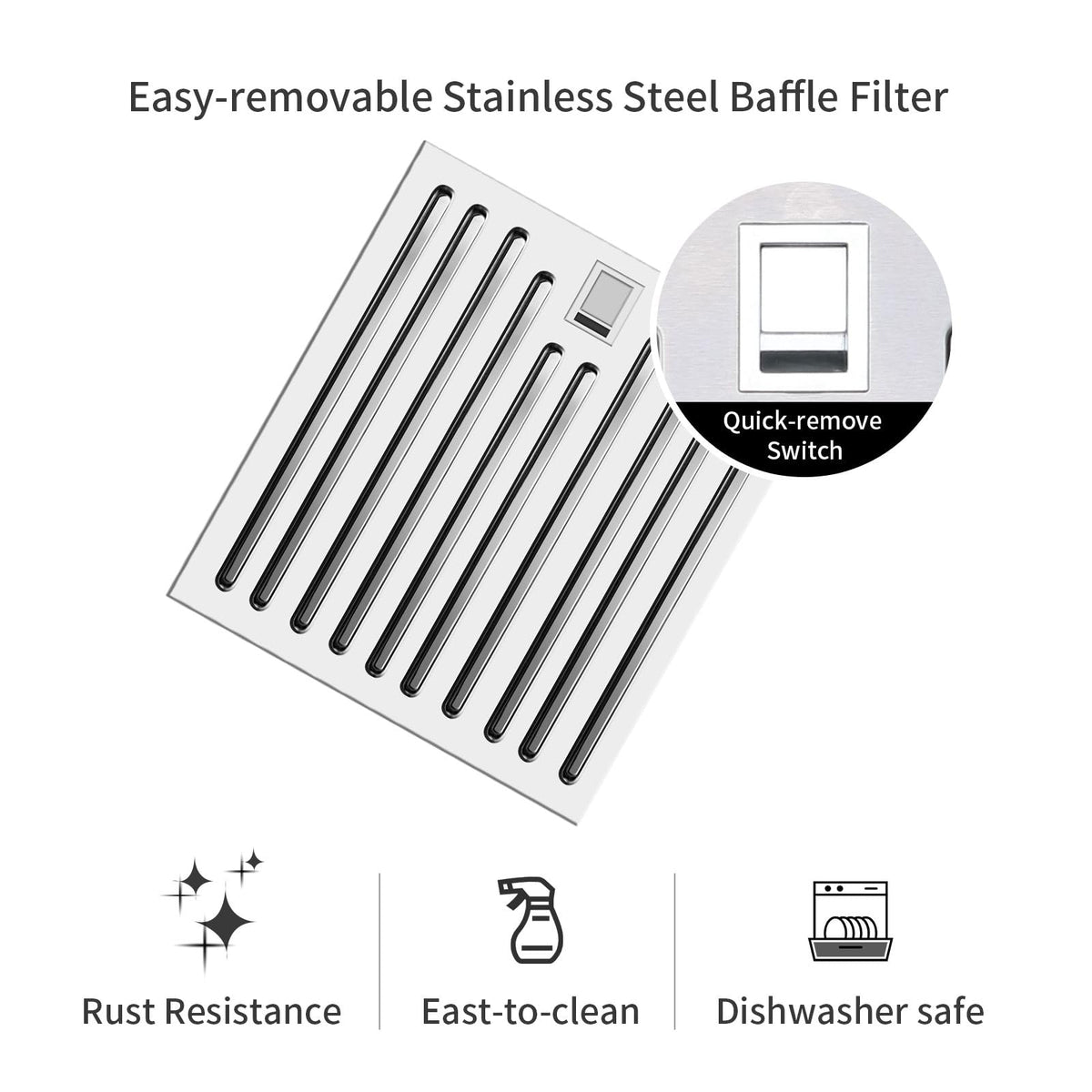 Range Hood Insert 30 inch,Stainless Steel Kitchen Vent Hood 600CFM,Built-in Kitchen Stove Hood w/Front Button Controls and Front LED Lights,Baffle Filters,Ducted/ductless Convertible Duct