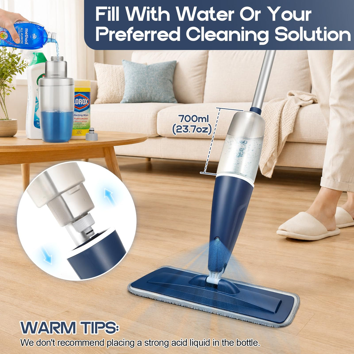 Spray Mop for Hardwood Tile Floor Cleaning with Microfiber Washable Pads