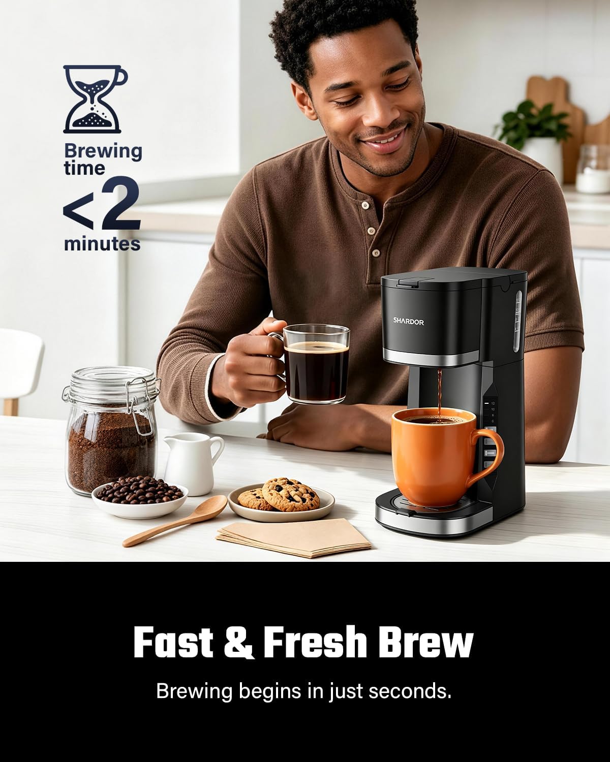 SHARDOR Mini Single Serve Coffee Maker for K-Cup Pods & Grounds, Hot & Iced