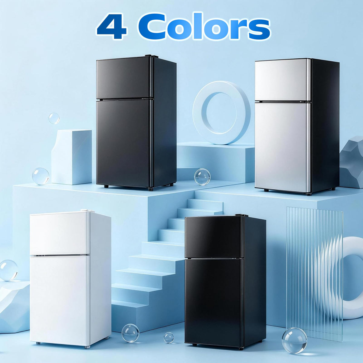 2.4 Cu.Ft Small Refrigerator with Freezer Dorm Mini Fridge Removable Plastic Shelves Ideal for Home, Office,Dormitory Silver
