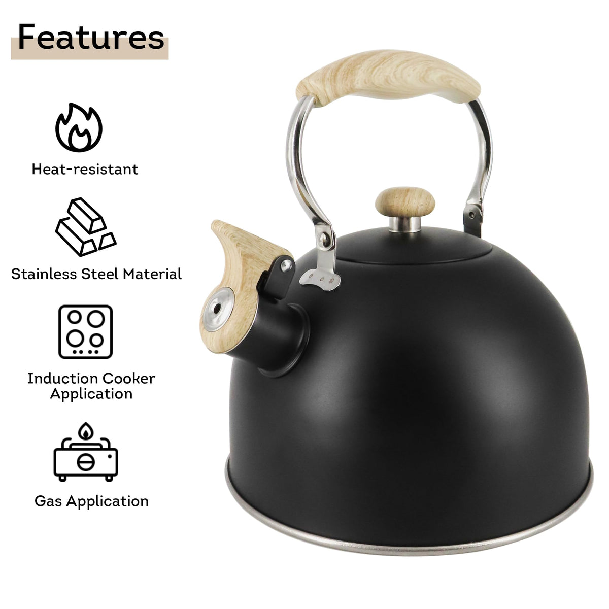 Lily's Home 2 Quart Stainless Steel Whistling Tea Kettle, the Perfect Stovetop Tea and Water Boilers for Your Home, Dorm, Condo or Apartment. (Blue)