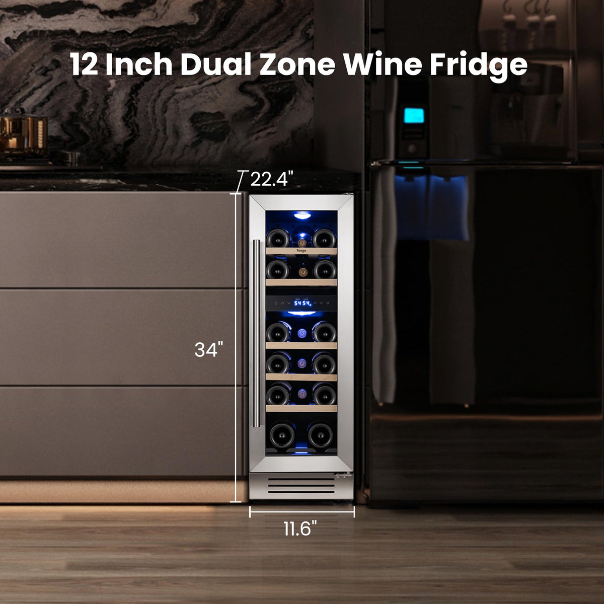 Yeego 24 Inch Dual Zone Wine Fridge with 52 Bottle