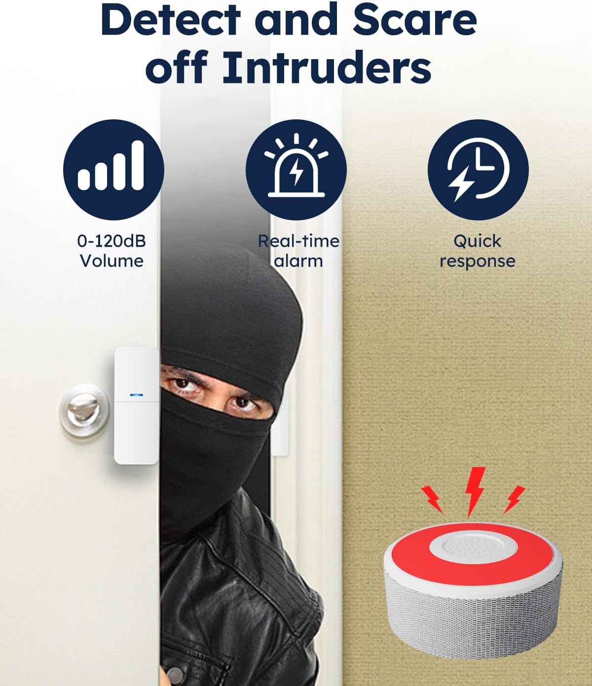 WiFi Door Alarm System, 8-Piece DIY Wireless Alarm Kit with Door Sensors