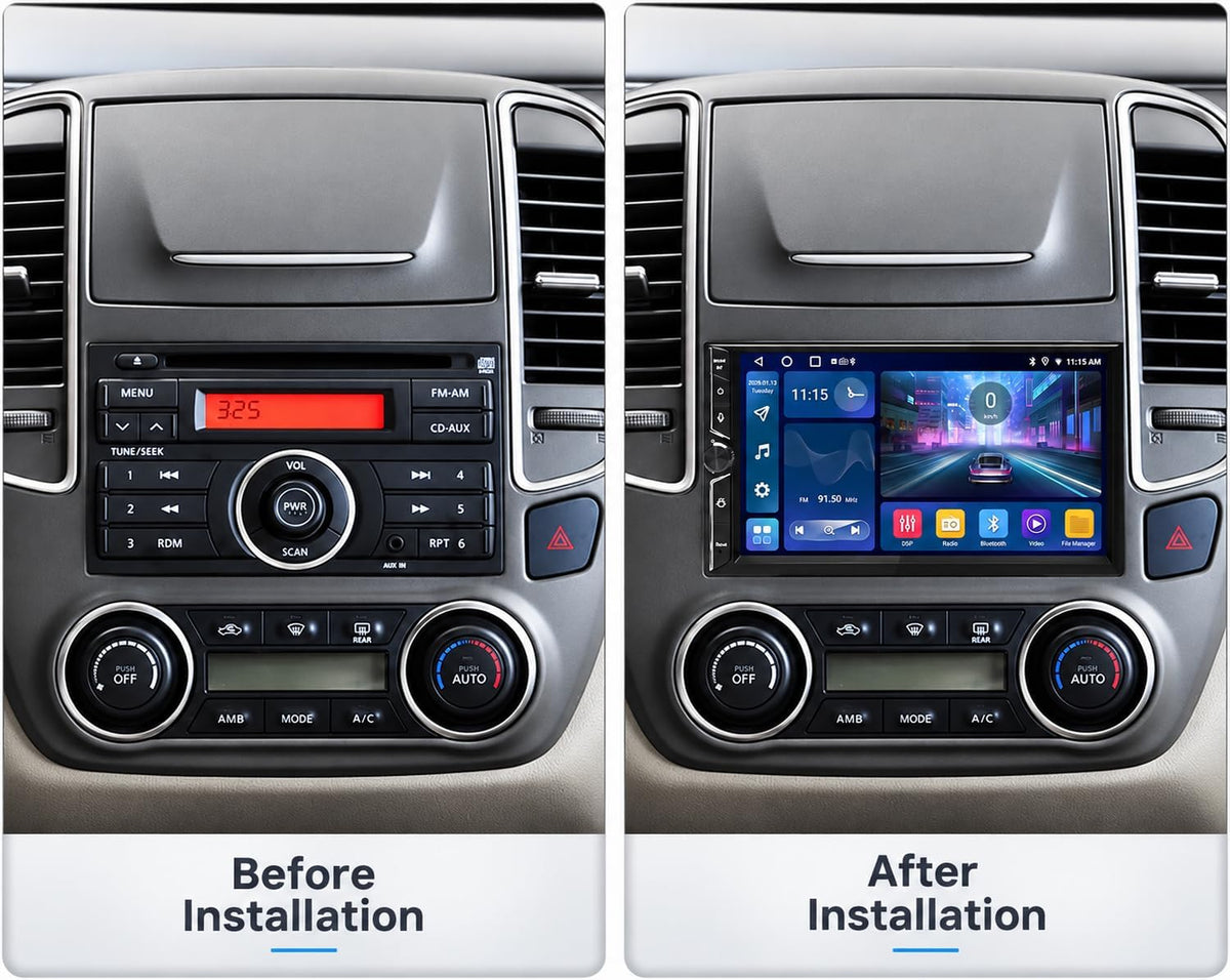 Double Din Car Stereo, 7" QLED Touchscreen 1280×720, 2GB RAM 64GB ROM