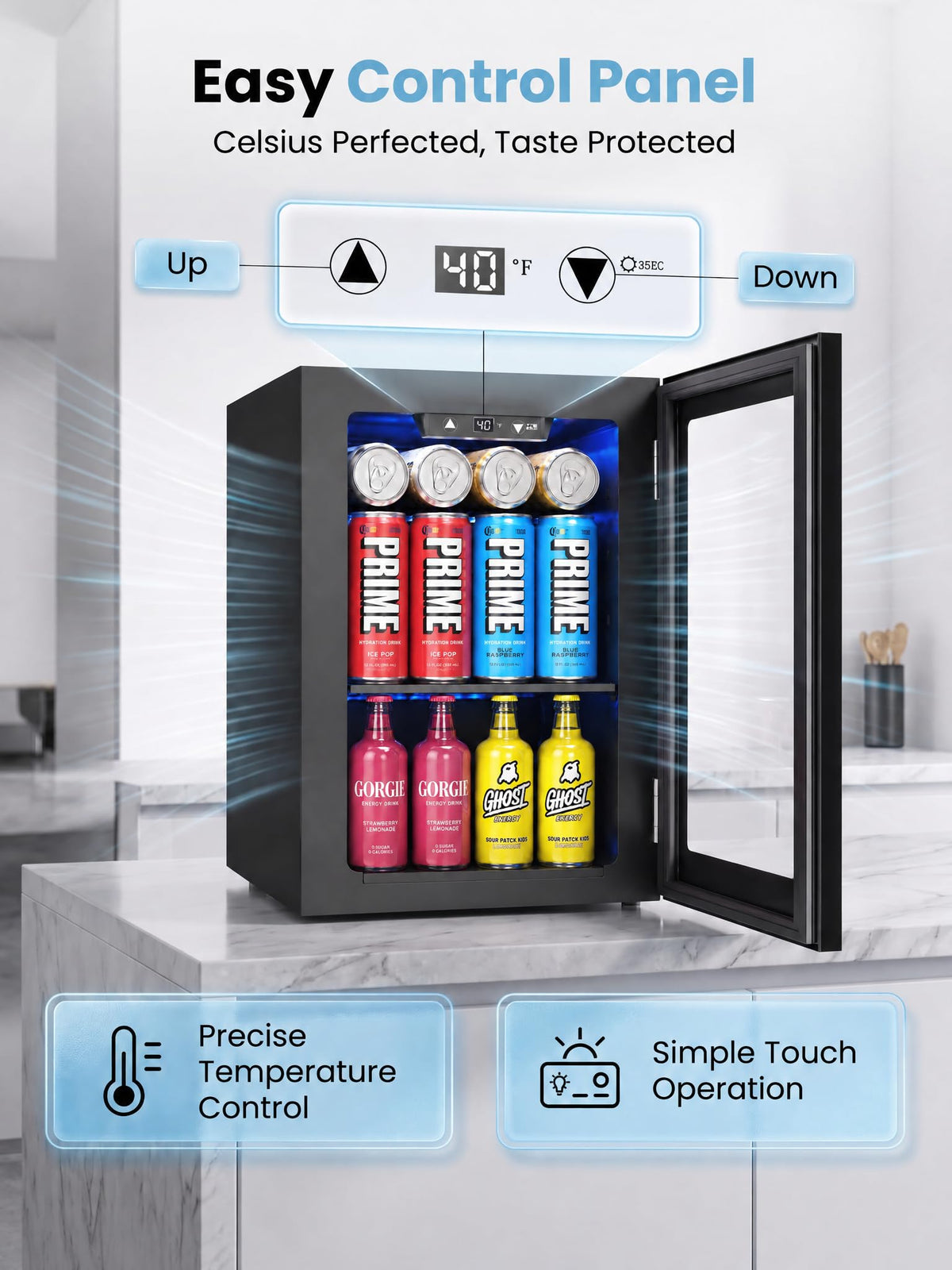 126 Can Mini Fridge, 3.2 Cu.Ft Beverage Refrigerator, Drink Cooler
