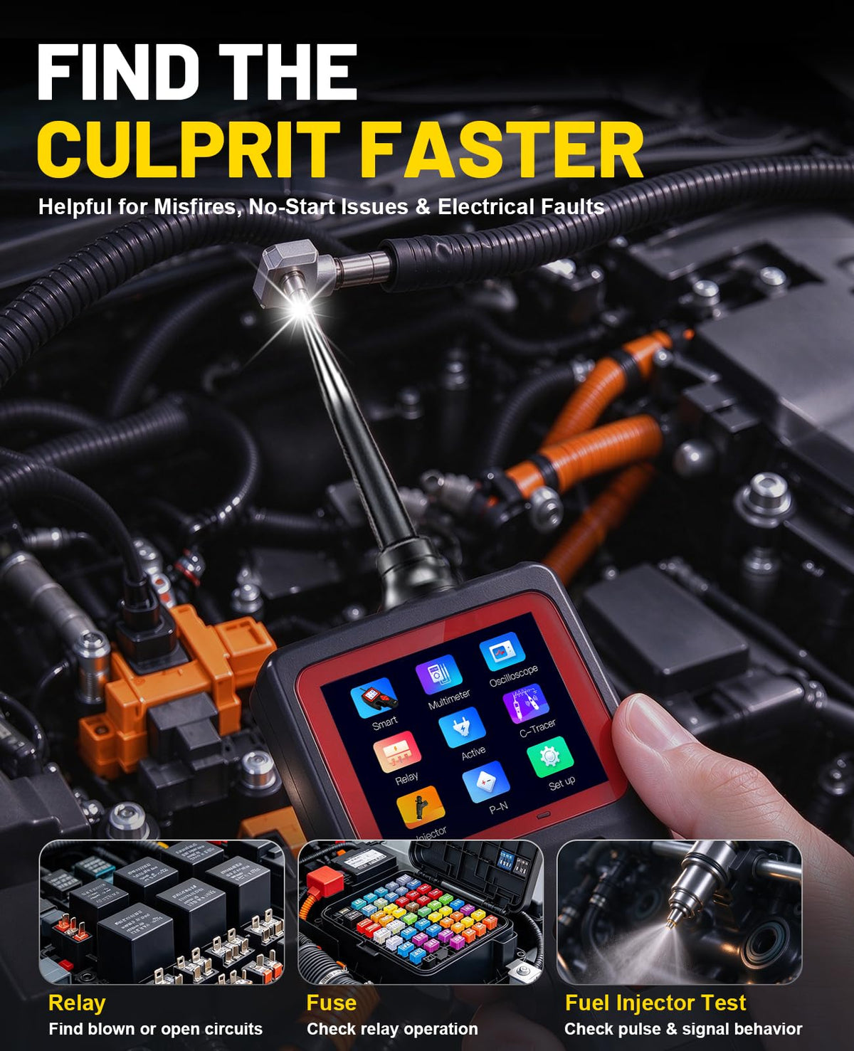 12V Test Light Automotive, Power Circuit Probe Kit, Car Fuse Tester, P60
