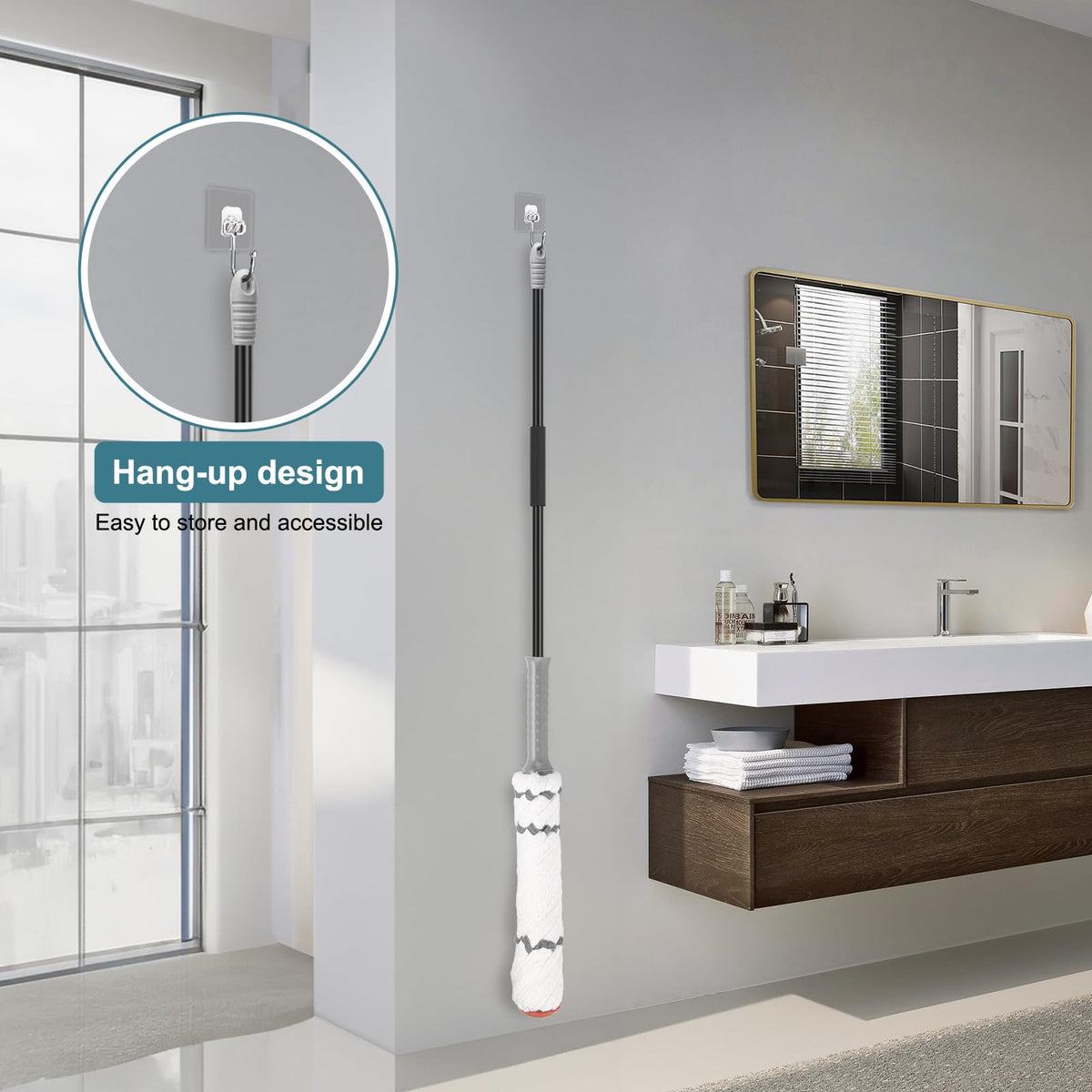 Self-Wringing Twist Mops for Floor Cleaning, Microfiber Floor mop with 57 " Long Handle, Easy Wringing Mop for Hardwood Commercial Household Clean