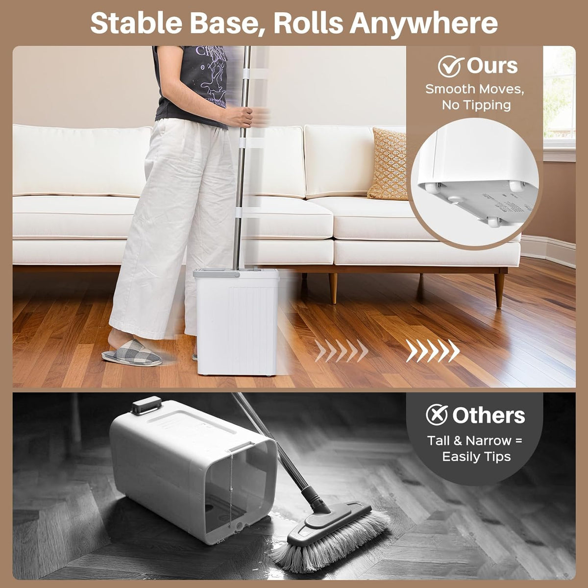 Mop and Bucket Set, Flat Mop and Bucket System for Floor Cleaning
