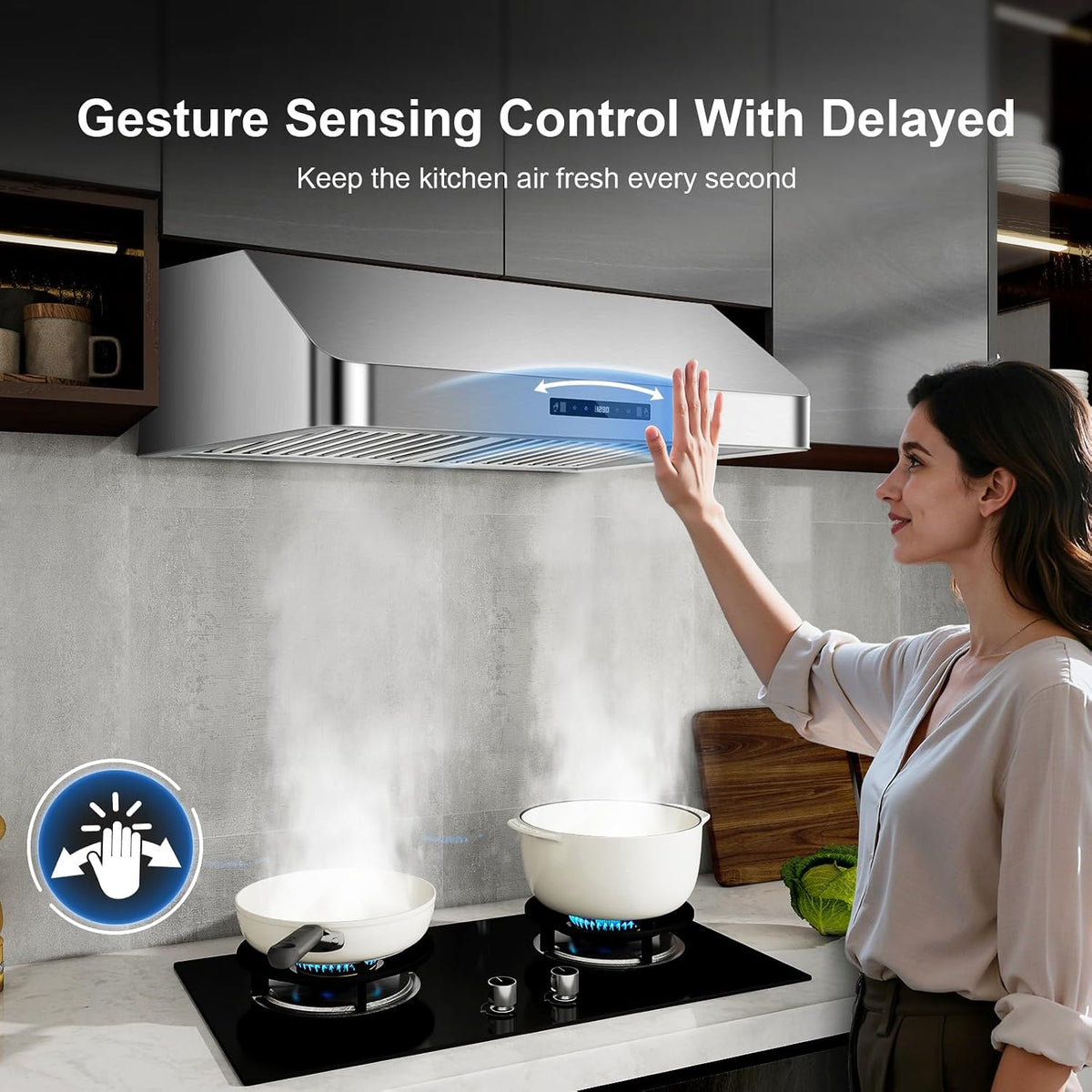 Under Cabinet Range Hood 30 inch, 900 CFM, Remote Control, Time Setting