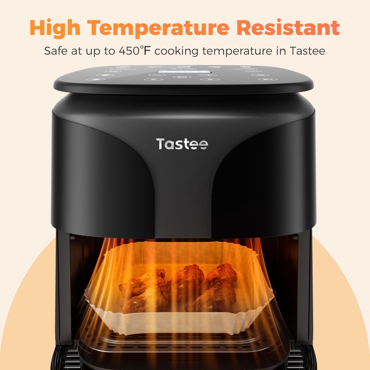 Tastee Ceramic Air Fryer, 8-in-1 Compact 5.5QT AirFryers, 450°F Digital Airfryer Dehydrator with Smart Probe, 24 Presets One-touch Cooking, In-app Recipes with Window, Dishwasher-safe & Non-stick