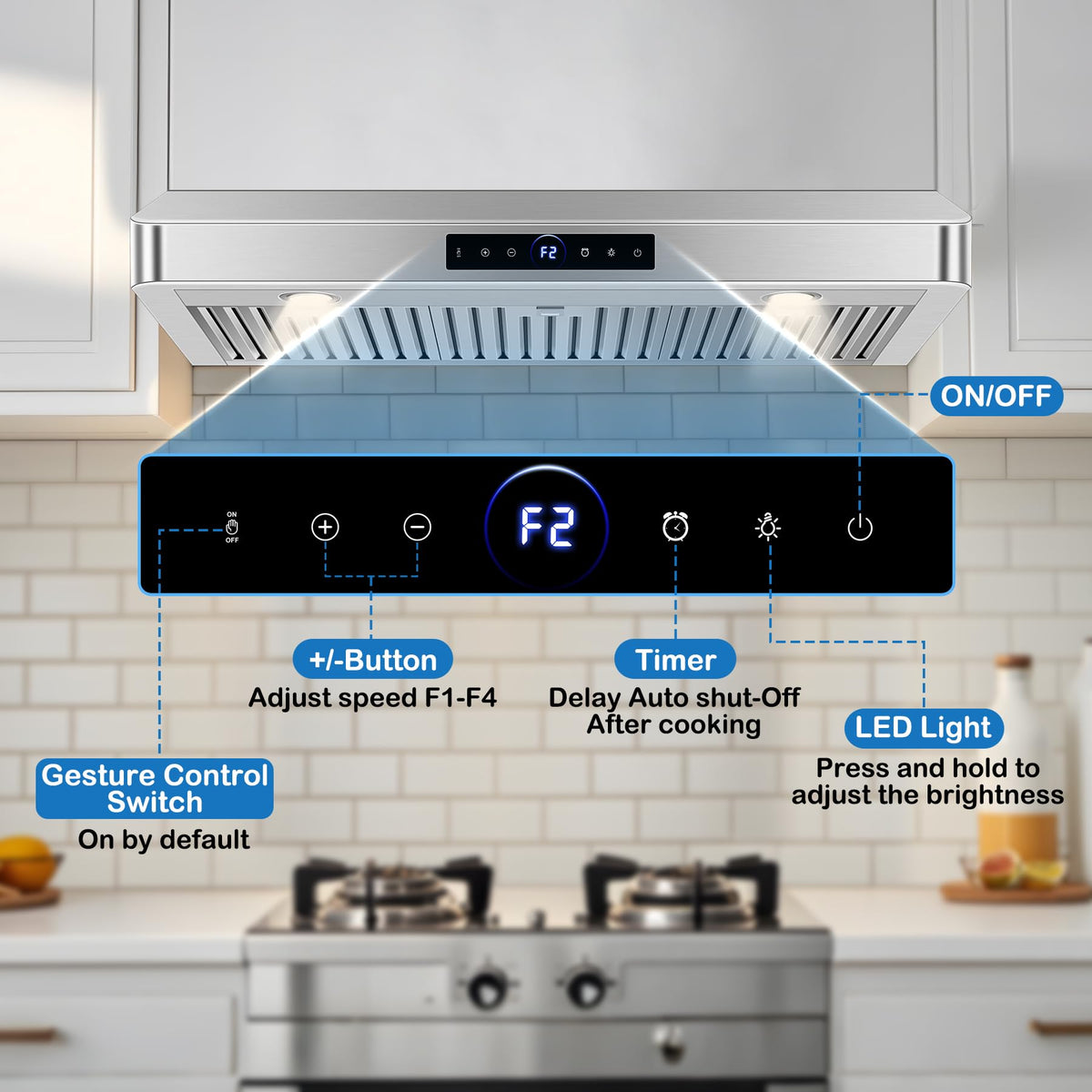 30 inch Under Cabinet Range Hood 1200 CFM Stainless Steel Vent Hoods