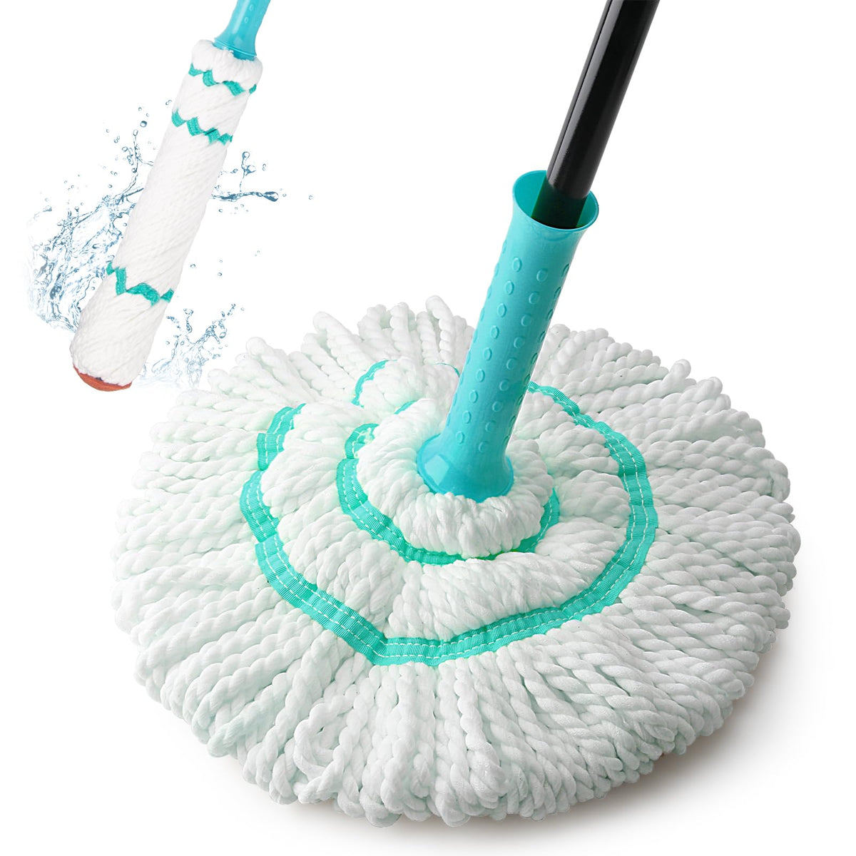 Self-Wringing Twist Mops for Floor Cleaning, Microfiber Floor mop with 57 " Long Handle, Easy Wringing Mop for Hardwood Commercial Household Clean