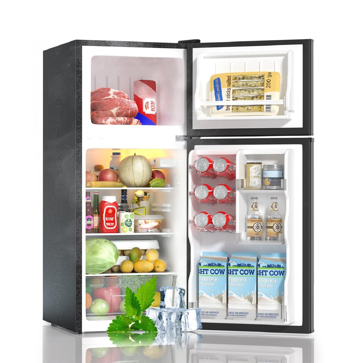 7.7 Cu.Ft Refrigerator with Top Freezer Apartment Size Black