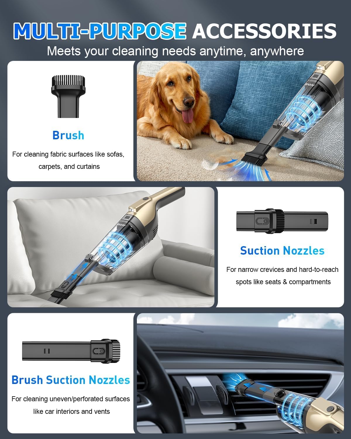 AHNR Handheld Vacuum Cordless Rechargeable, Hand Held Car Vacuum Cleaner