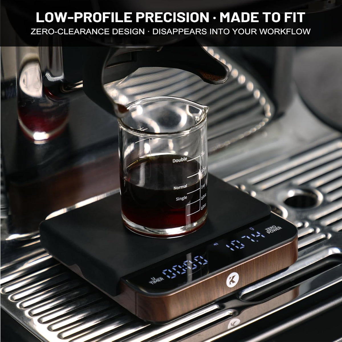 KitchenTour Coffee Scale with Timer, Small Espresso Scale 0.1g/2kg, Wood