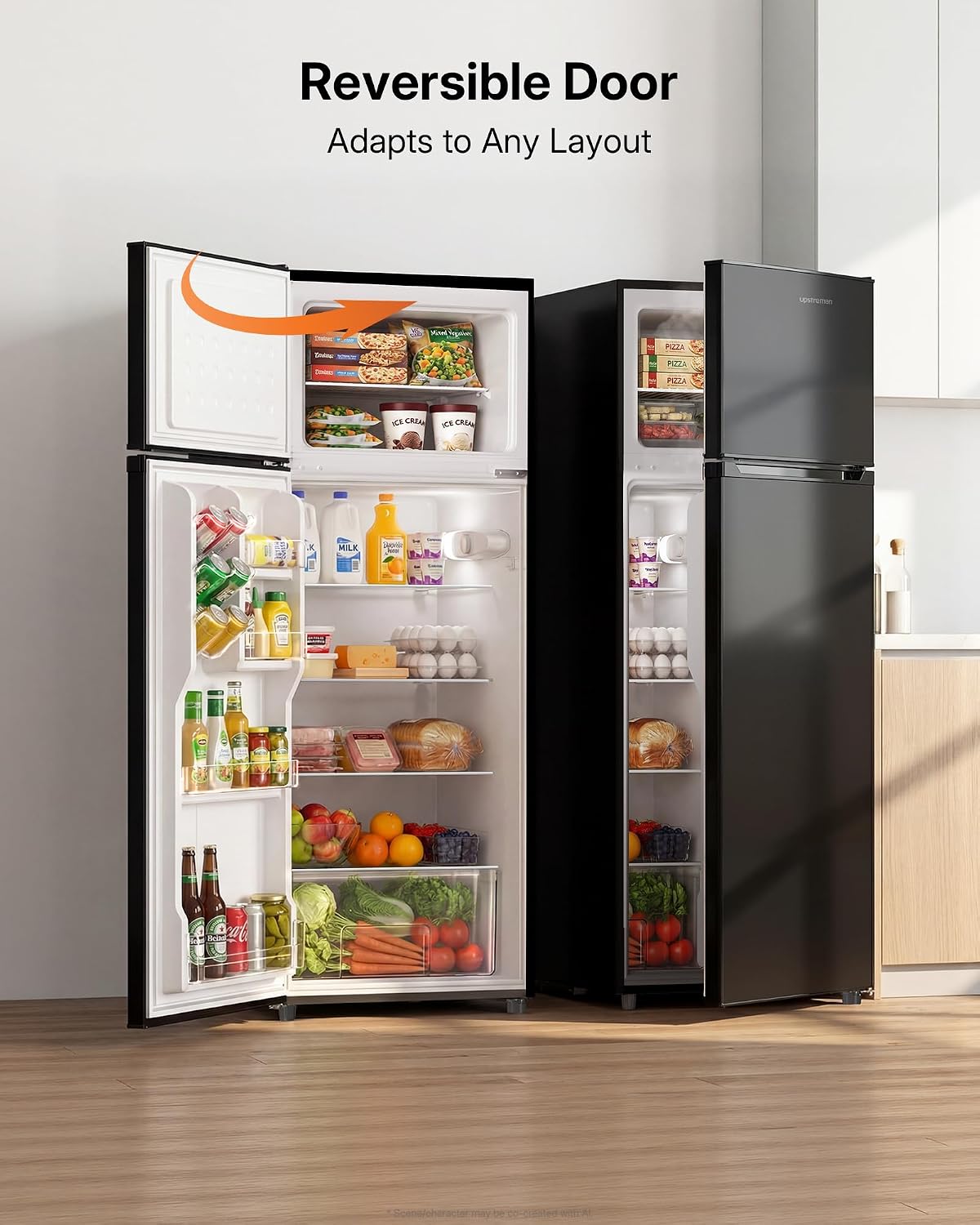 Upstreman 7.7 Cu.Ft. Refrigerator with Freezer Double Door Fridge
