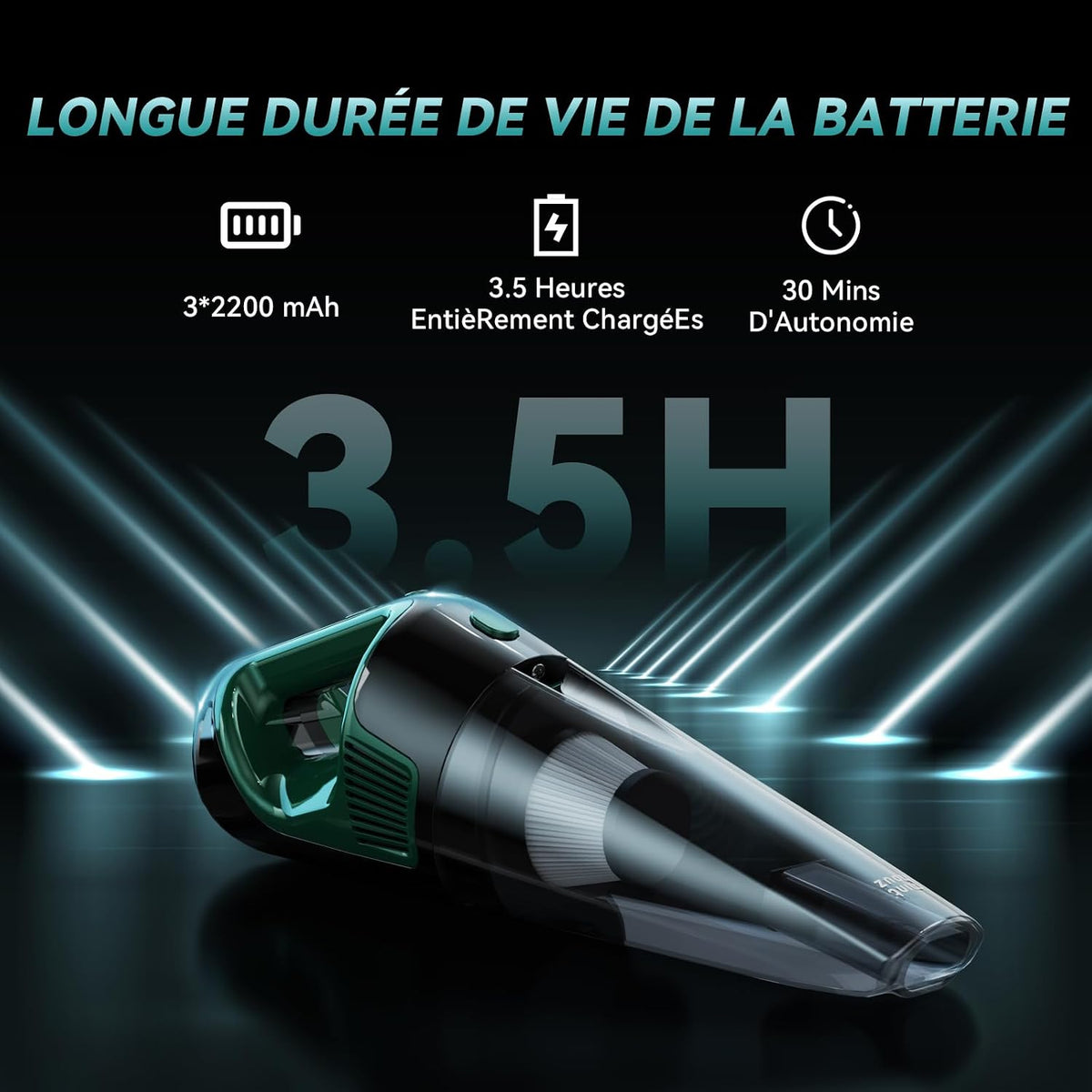 Minthouz Cordless Handheld Vacuum, 9700Pa Suction, LED Light, Charging Base