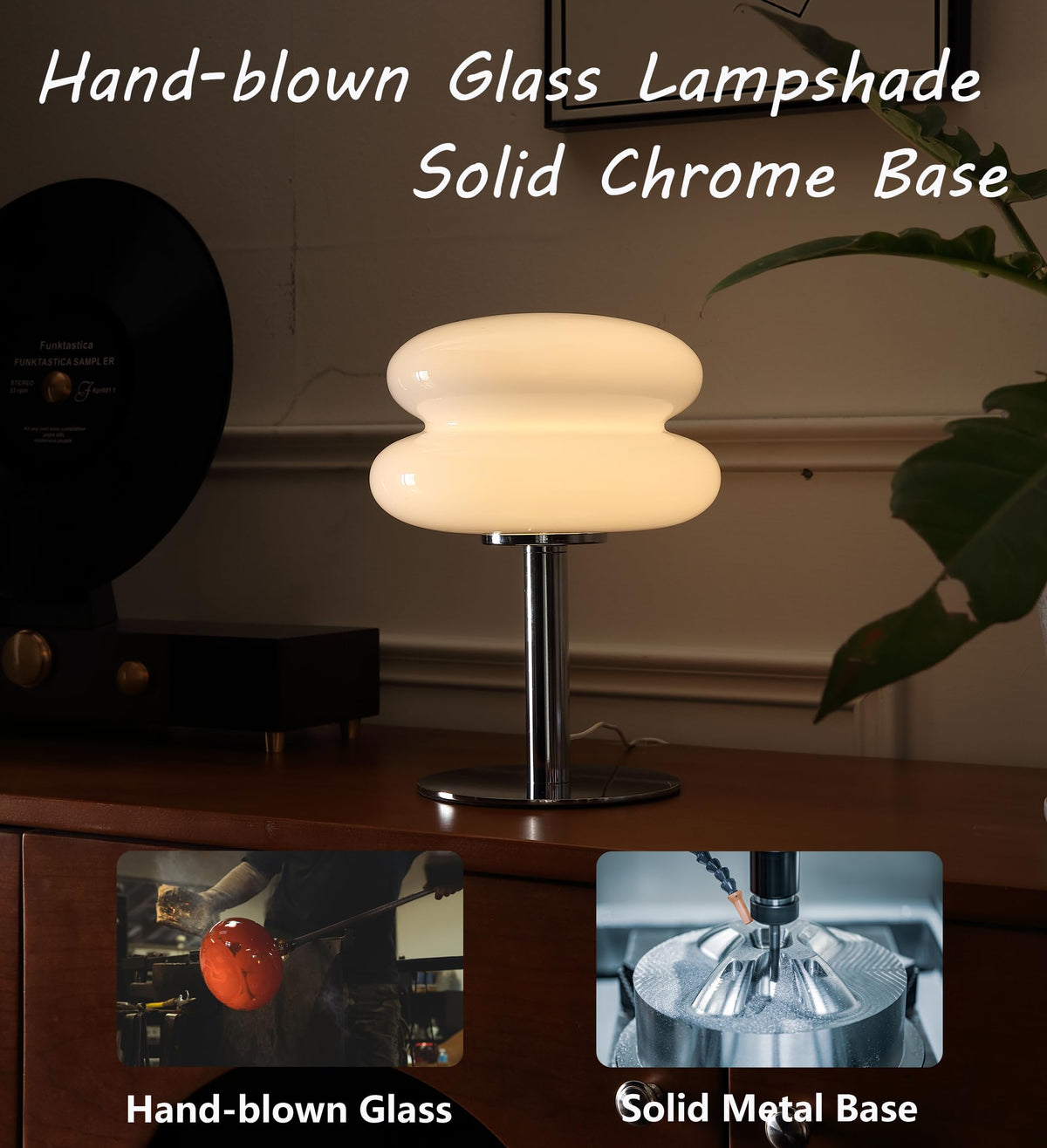 Glivpny Mushroom Lamp Table Lamp, Mid Century Modern Bedroom Lamps(Orange)