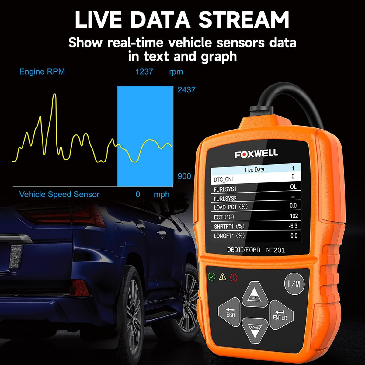 FOXWELL NT201 OBD2 Scanner Engine Code Reader for Cars and Trucks