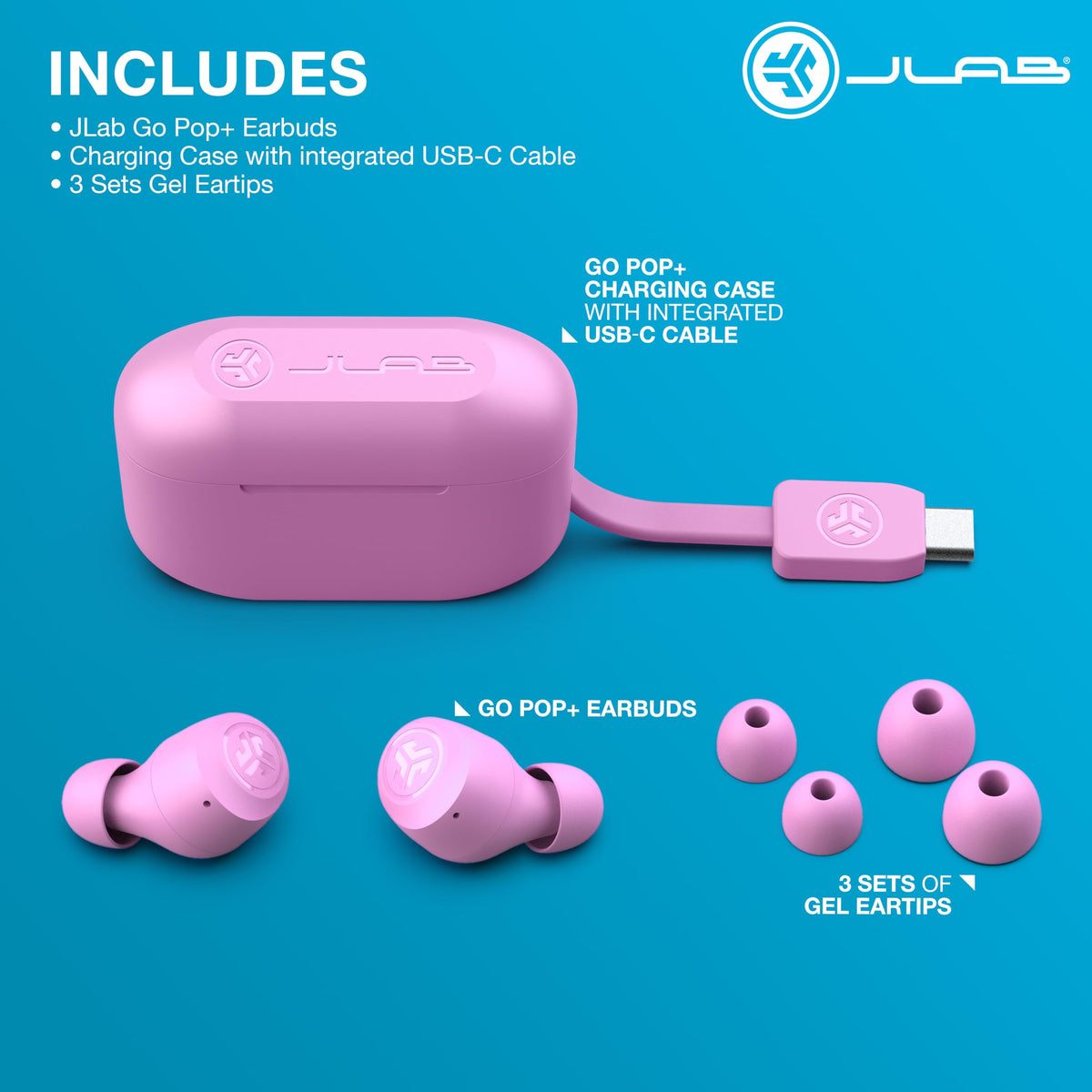 JLab Go Air Pop+ Earbuds, Dual Connect, EQ3 Sound, Mint Green