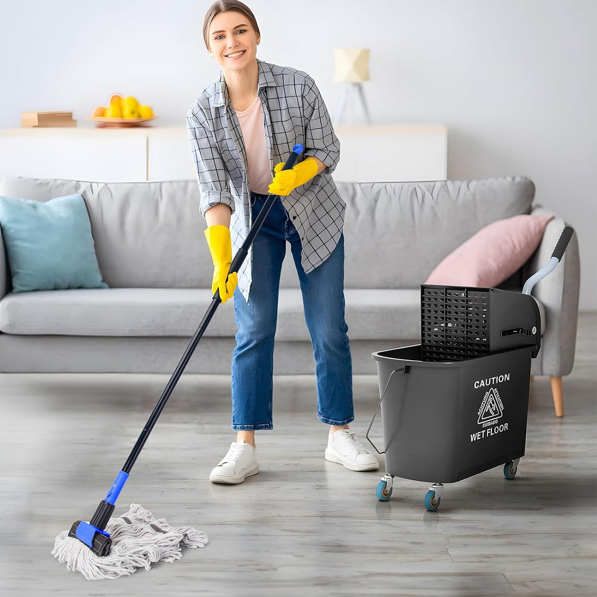 KeFanta Commercial Mop Heavy Duty Industrial Mop,60" String Wet Cotton Mops