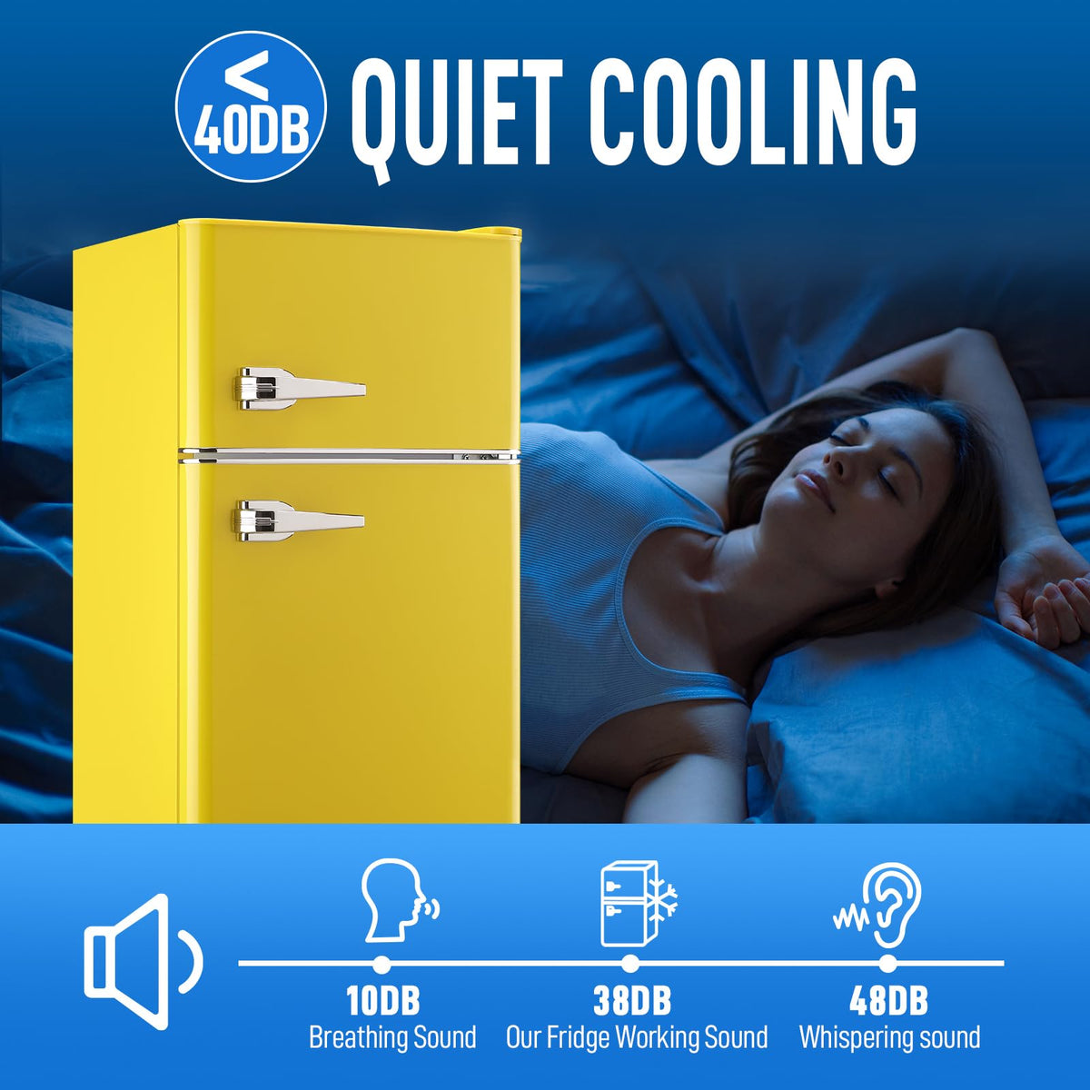 Mini Fridge with Freezer, 3.5 cubic feet 2- Doors Small Refrigerator Features 7 Gear Mechanical Control, Side Bottle Rack, Ideal for Dorm, Kitchen, Apartment, Office, Silver