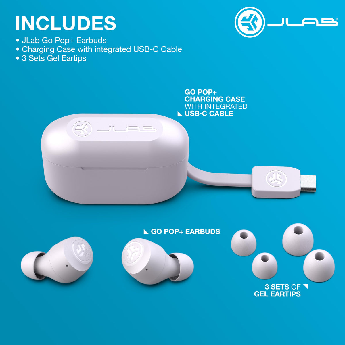 JLab Go Air Pop+ Earbuds, Dual Connect, EQ3 Sound, Mint Green