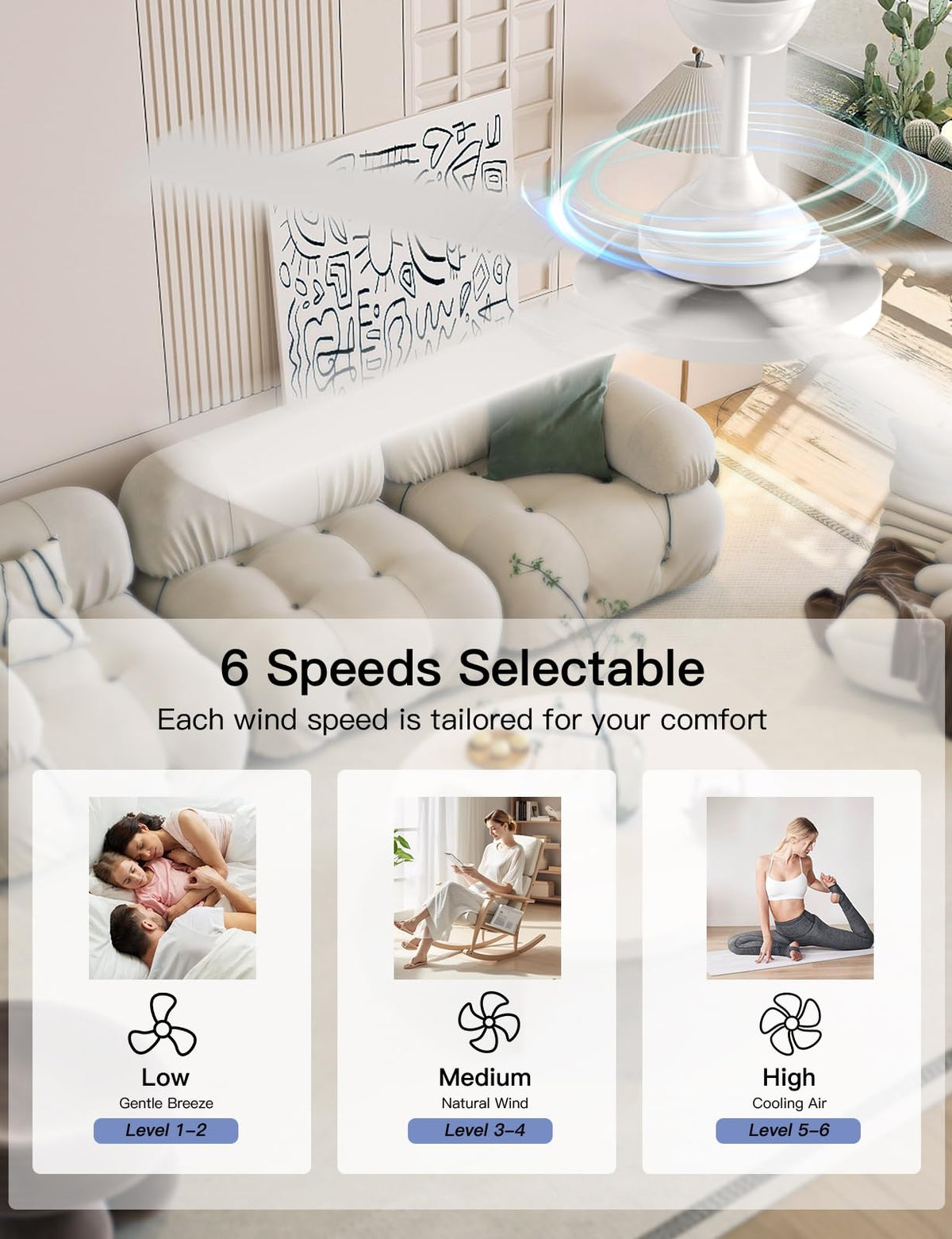 OJX 52 Inch Ceiling Fans with Lights and Remote/APP Control
