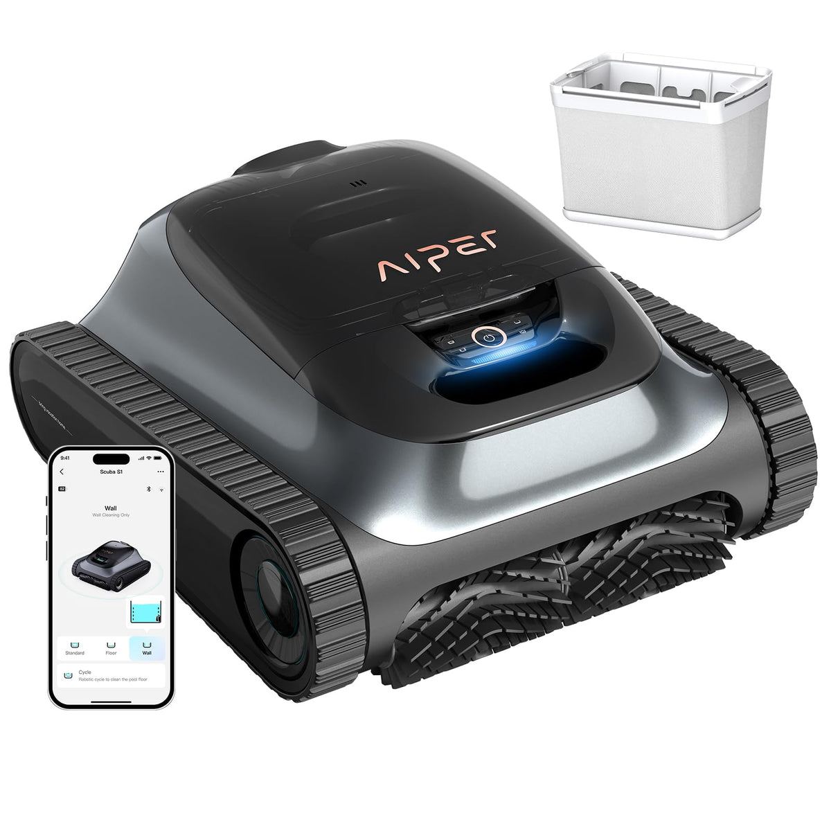 Aiper Scuba S1 - Robotic Pool Cleaner, Powerful Suction, 150-Min Runtime, Wall & Waterline Cleaning, for Inground & Above Ground Pools up to 1600 sq.ft-2024 Basic