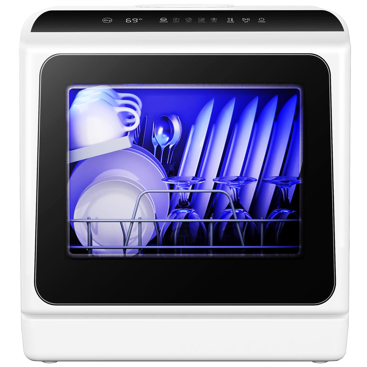EUHOMY Countertop Dishwasher Portable, 6 Programs with 40 dB, No Hookup
