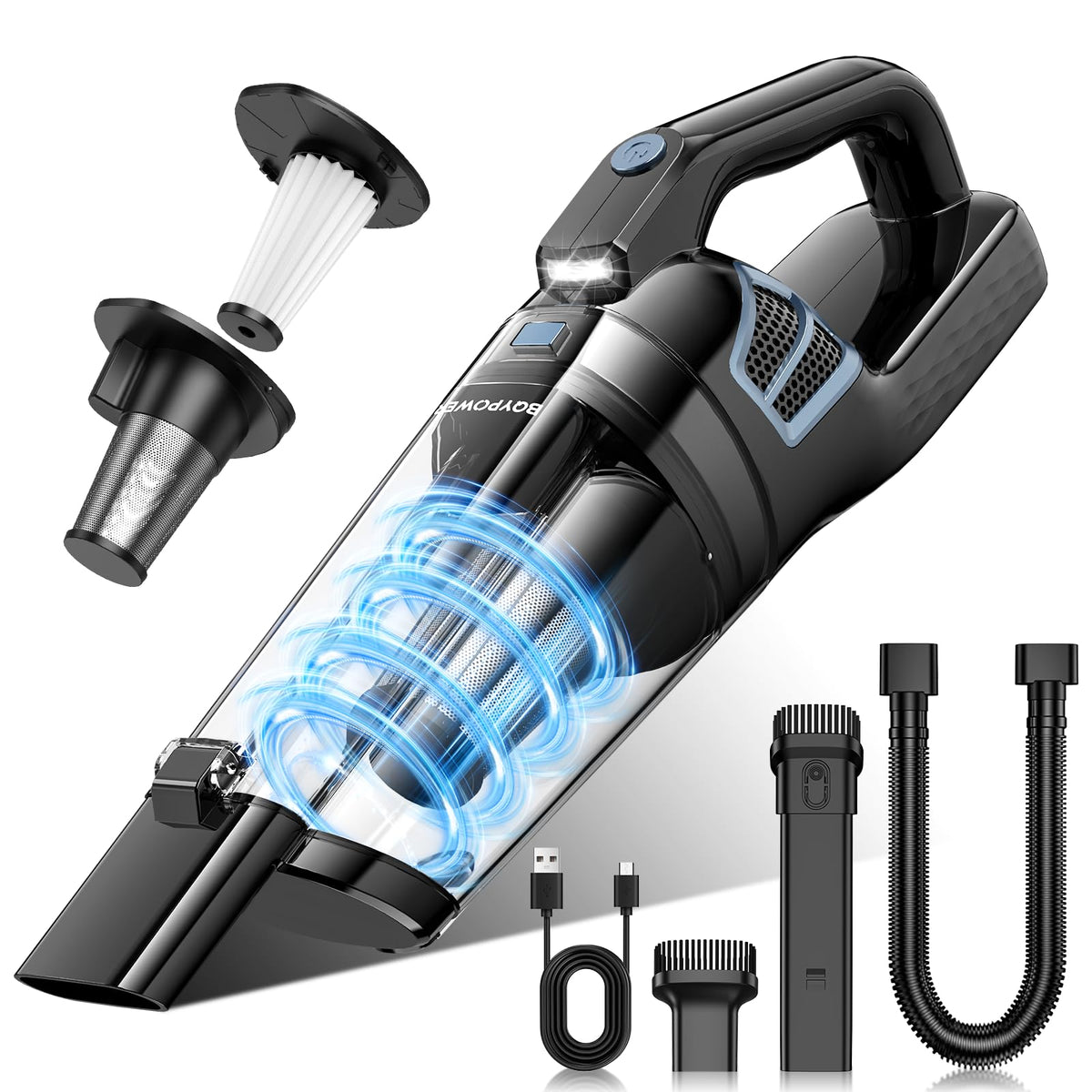 BQYPOWER 16000PA Handheld Vacuum Cleaner Cordless Rechargeable for Car Home