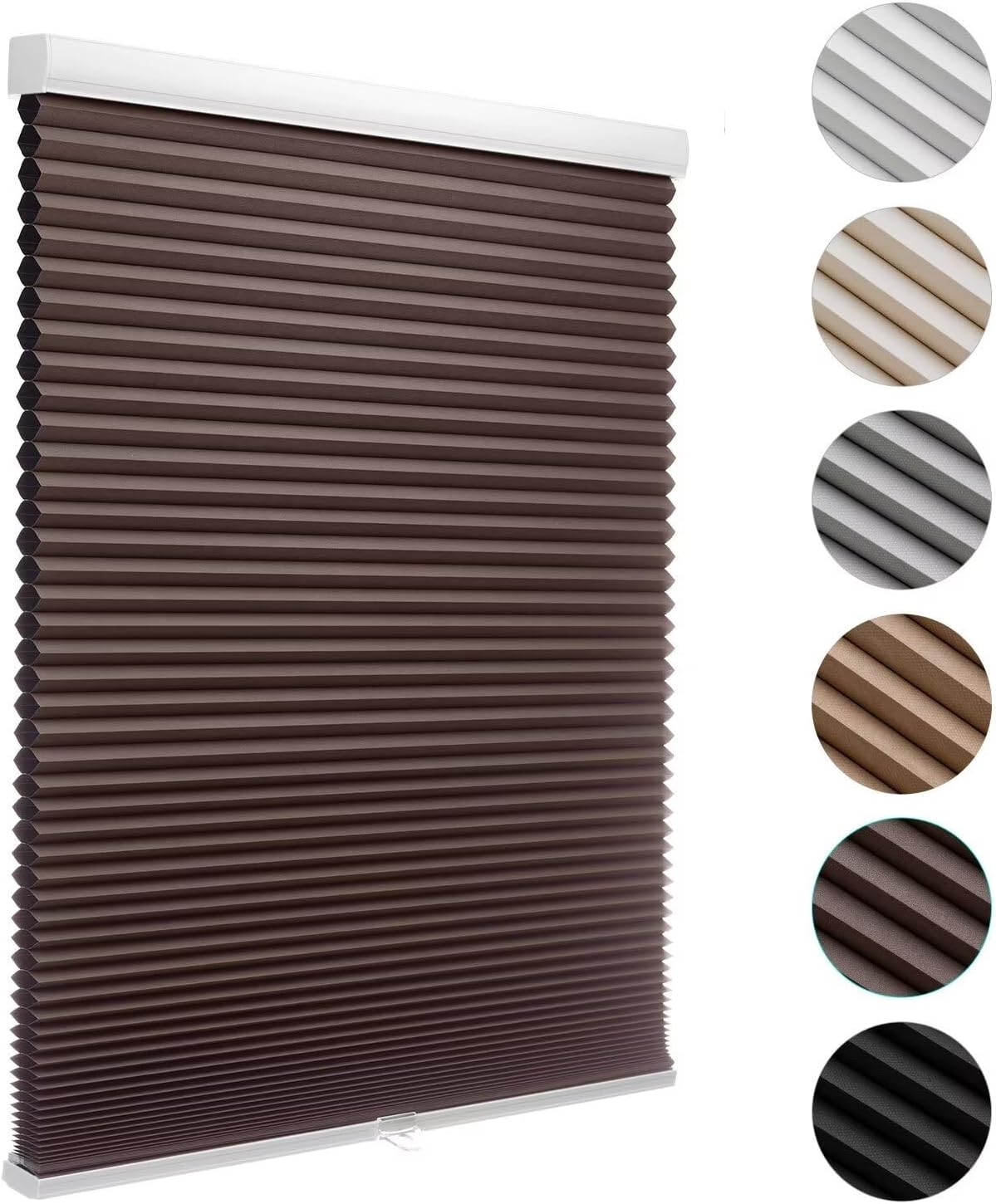 MYshade Cordless Blackout Cellular Shades for Windows, Honeycomb Window Shades with Thermal Insulation, Child & Pet Safe Room Darkening Shade, Easy Install,24" W x 50" H, Light Brown