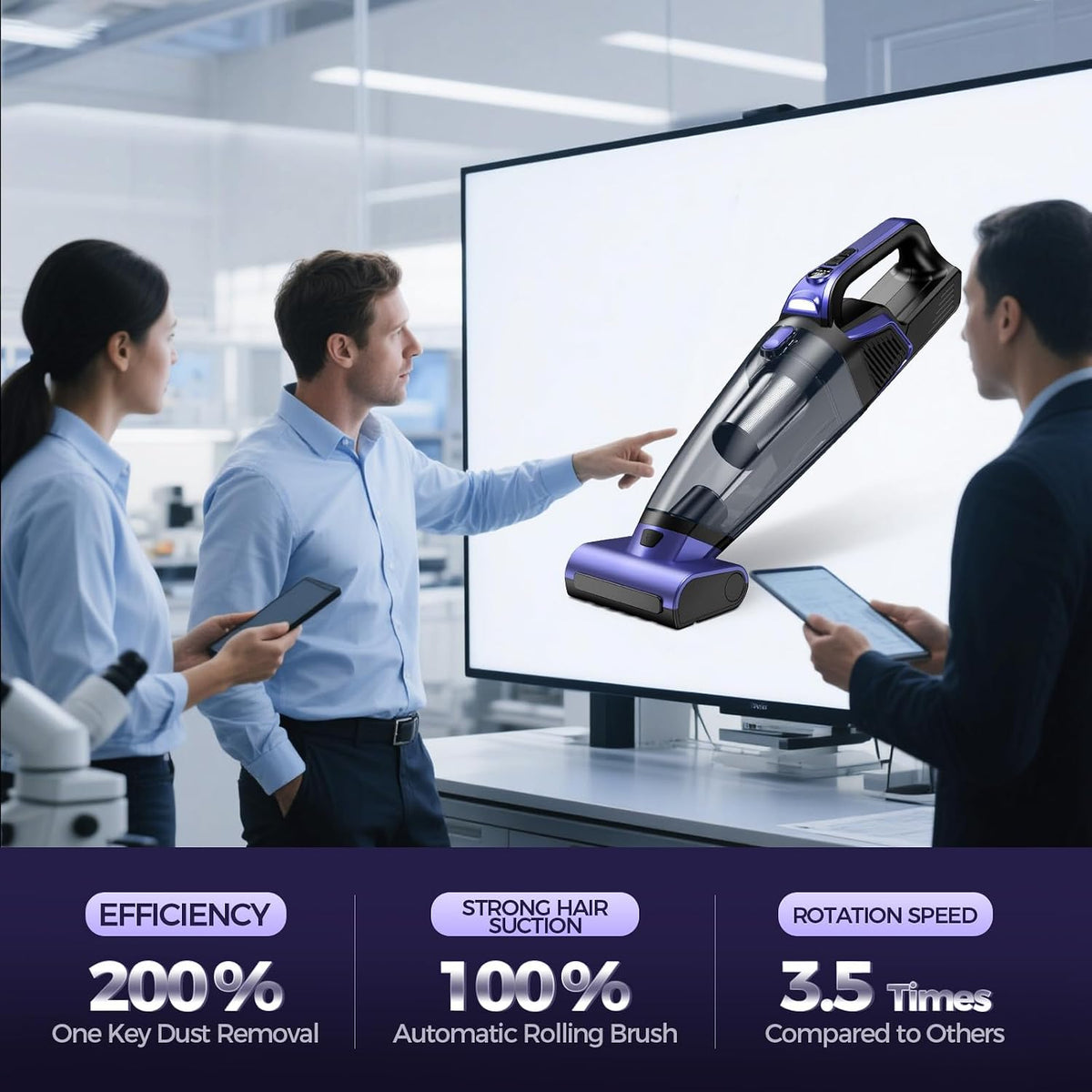 Pet Hair Handheld Vacuum Cordless: 20000PA Rechargeable Car Vacuum Cleaner