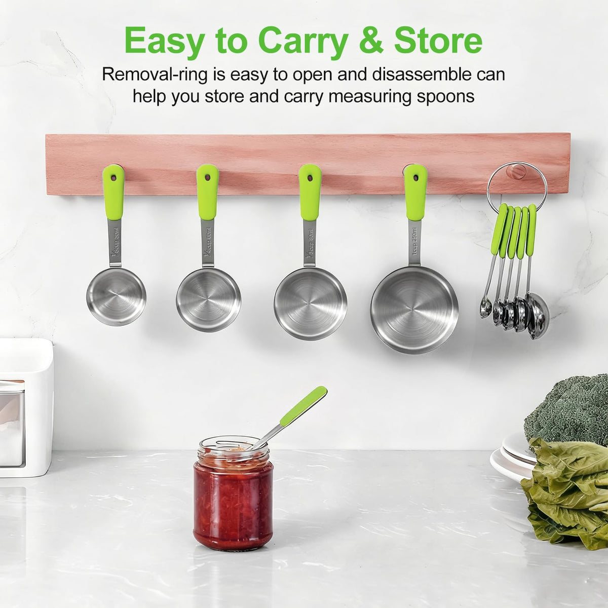10-Pcs Stainless Steel Measuring Cups & Spoons Set, Colorful Handles